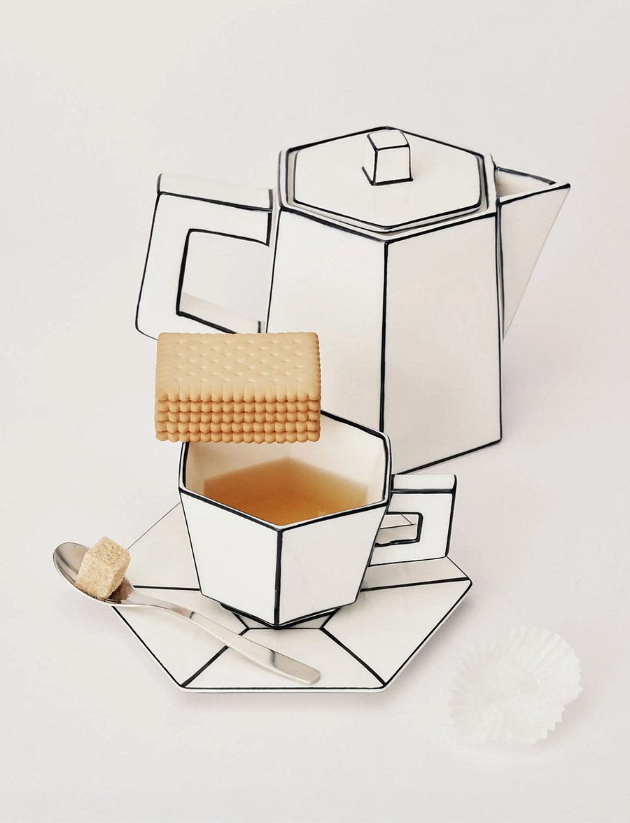Serax - CAPPUCCINO CUP + SAUCER WHITE/BLACK - white - 0