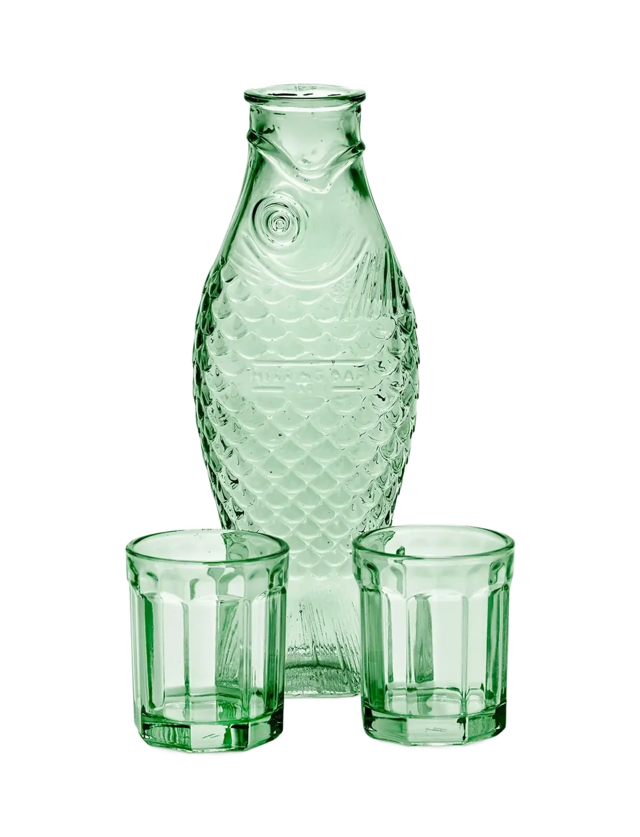 Serax Set Carafe + 2 Glasses M Green Fish&Fish, 85 CL, Glass, Grün - Drinking Homeware