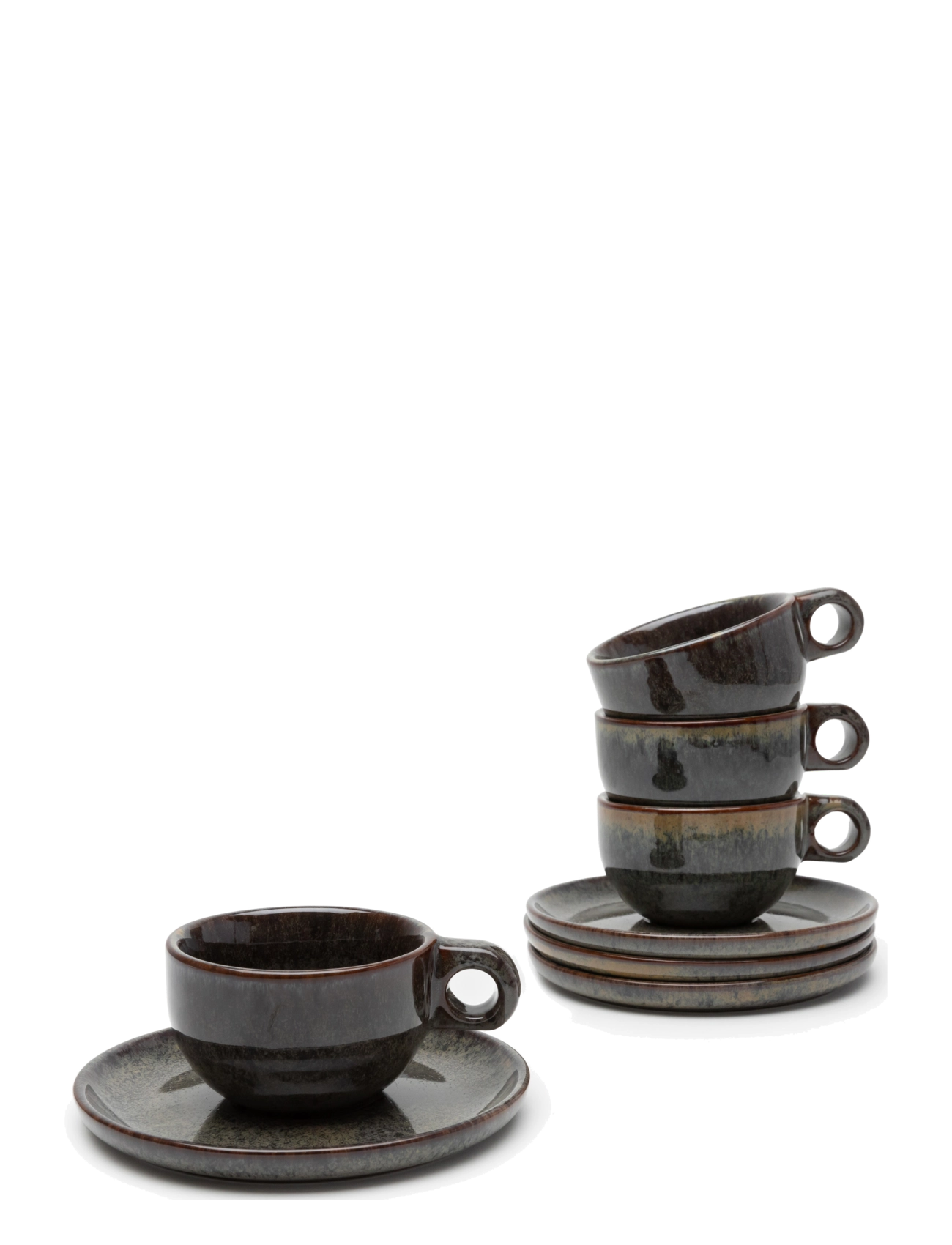 Serax - CAPPUCCINO CUP + SAUCER INDI GREY set/4 - grey - 4