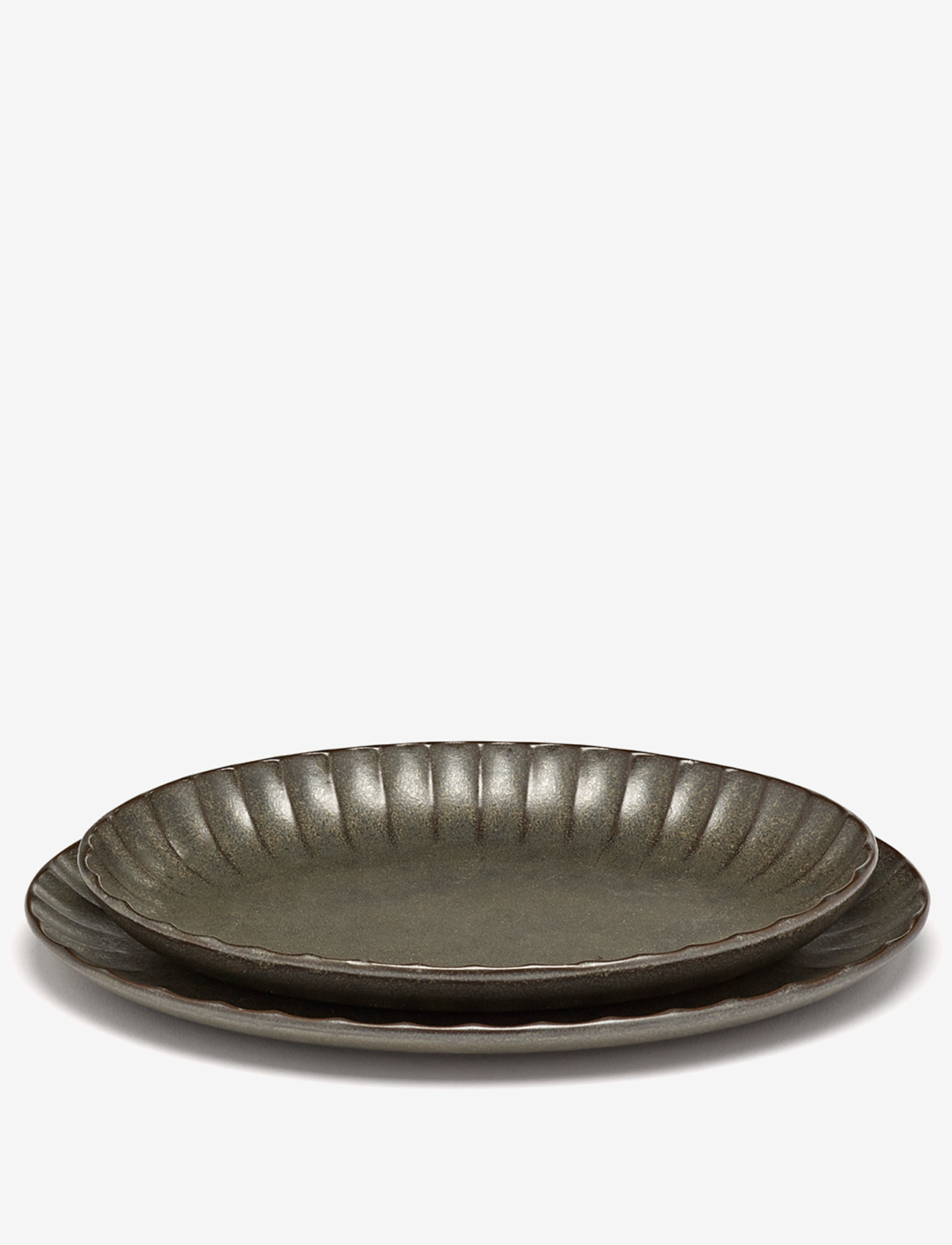 Serax - SERVING BOWL OVAL GREEN INKU BY SERGIO HERMAN SET/2 - serving bowls - green - 1