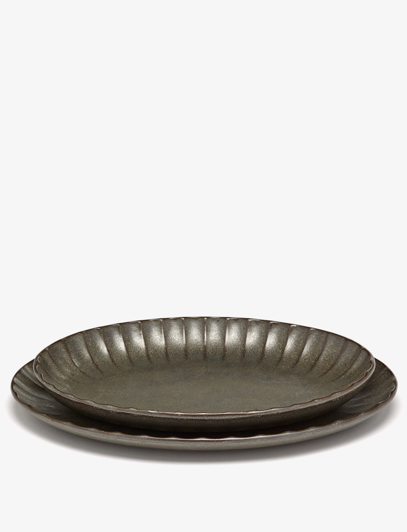 Serax - SERVING BOWL OVAL GREEN INKU BY SERGIO HERMAN SET/2 - servierschalen - green - 1