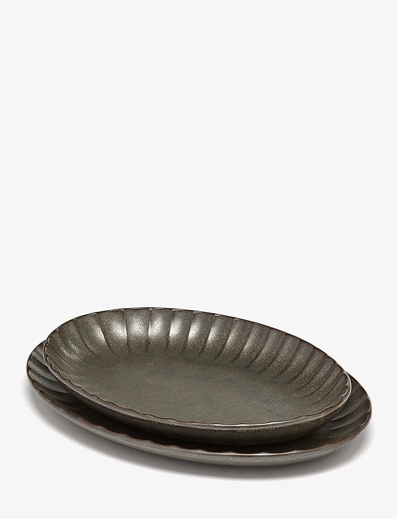 Serax - SERVING BOWL OVAL GREEN INKU BY SERGIO HERMAN SET/2 - serving bowls - green - 2