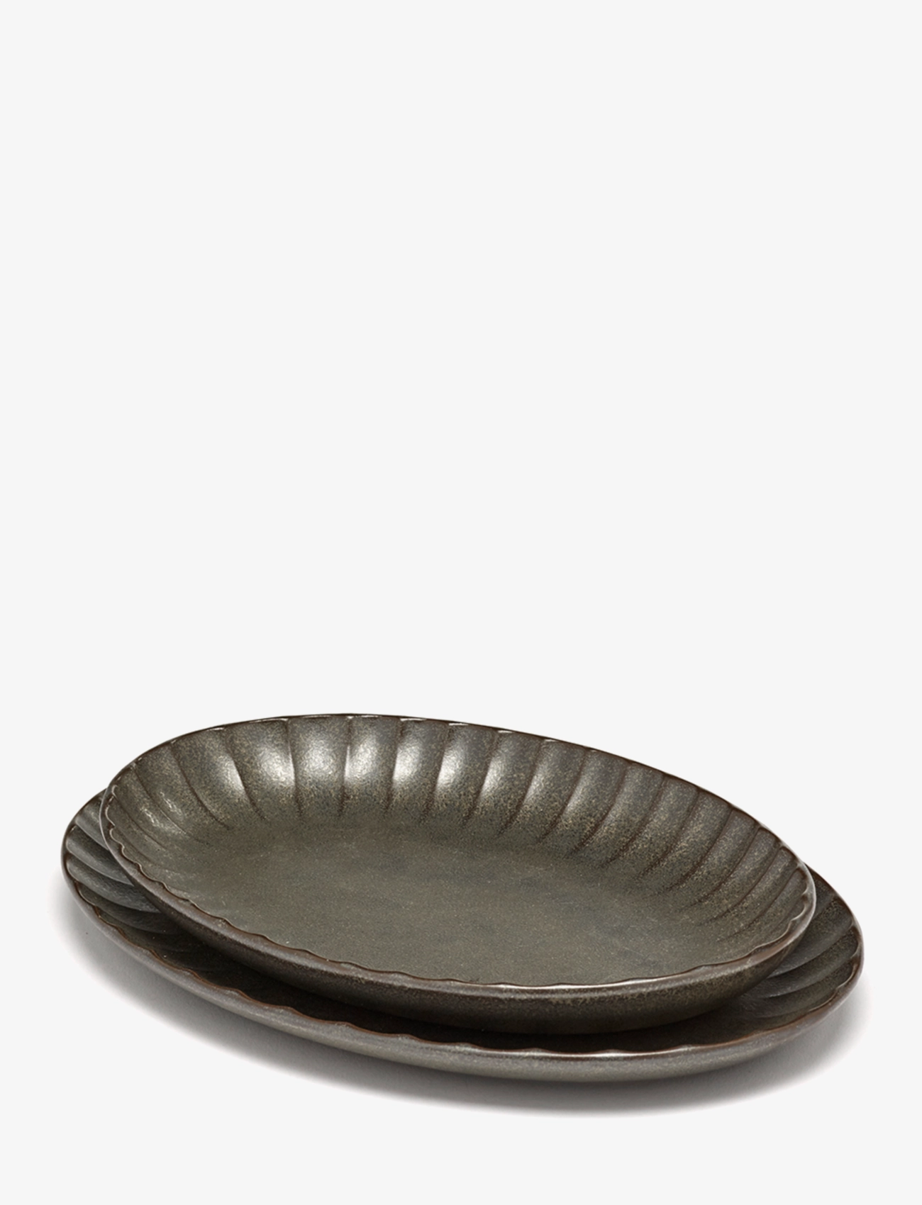 Serax - SERVING BOWL OVAL GREEN INKU BY SERGIO HERMAN SET/2 - servierschalen - green - 2