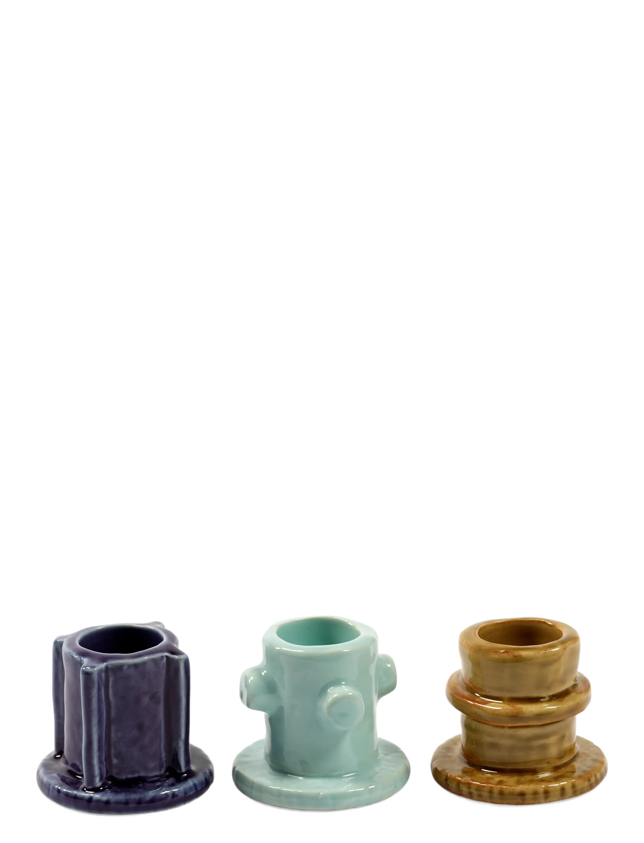 CANDLE HOLDER 01 GLAZED MOLLY SET/3 - MIX