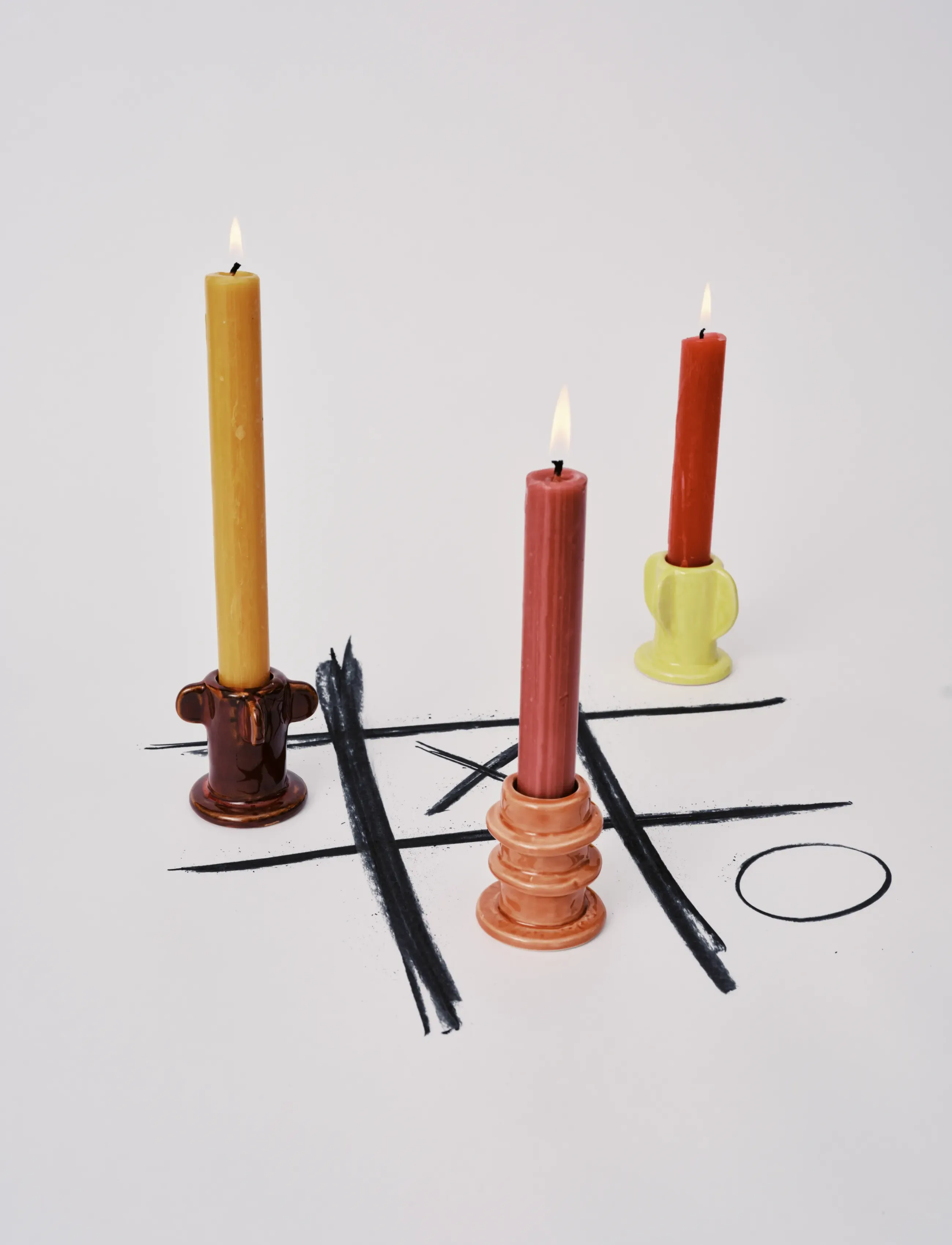 Serax Candle Holder 02 Glazed Molly Set/3, One Size, & Tealight Holders, Mehrfarbig/gemustert - Homeware