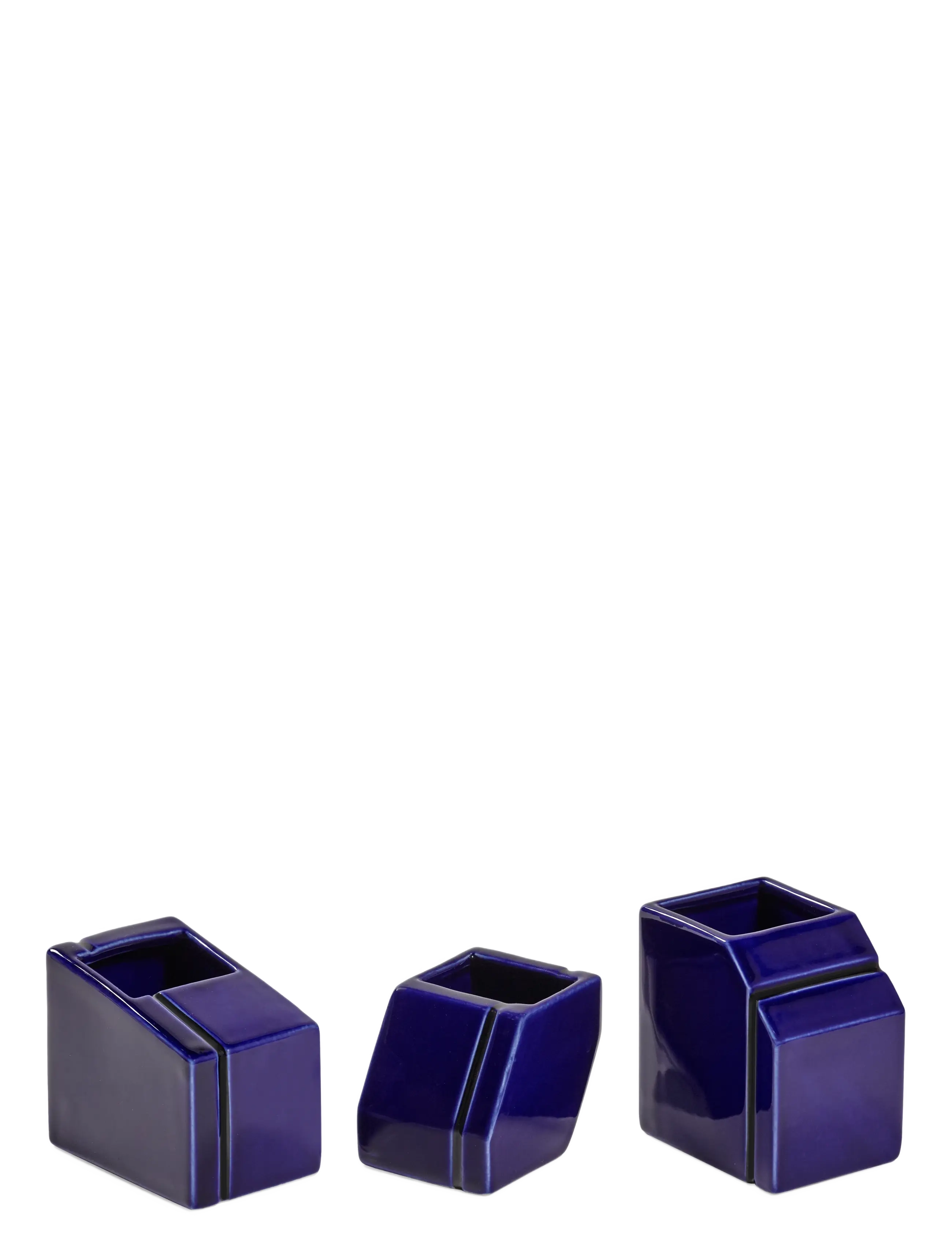 VASE MINI WHITE SILOS SET/3 - BLUE