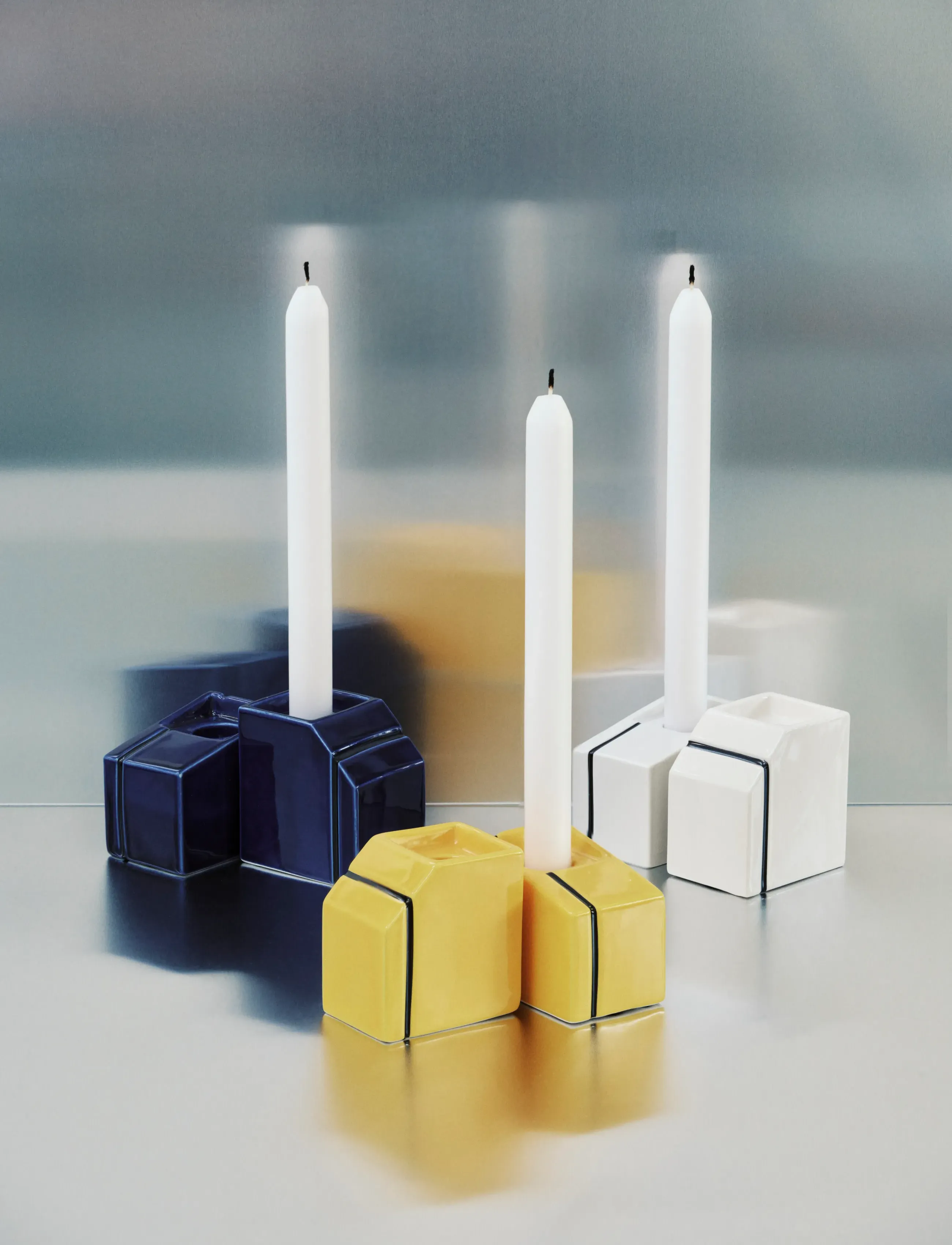 Serax Candle Holder White Silos Set/2, One Size, Vases, Blau - Other Homeware