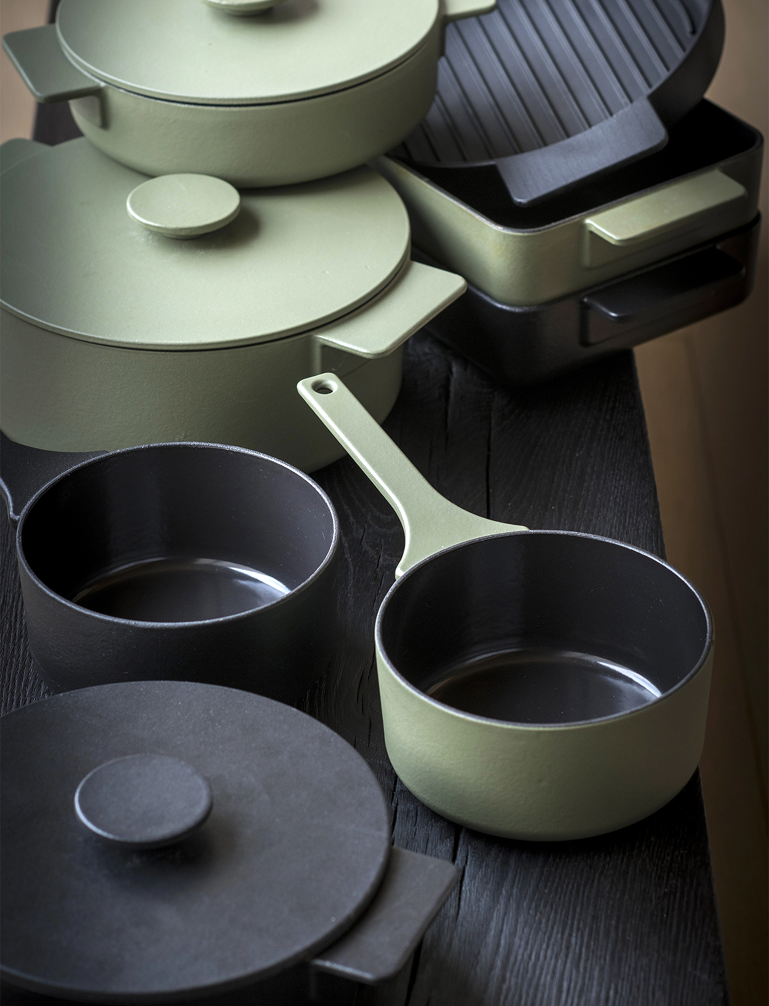 Serax Grillpan Enamel Cast Iron Surface By Sergio Herman, Ø 26 cm, Green, Gryder & Pander > Stegepander, Unisex