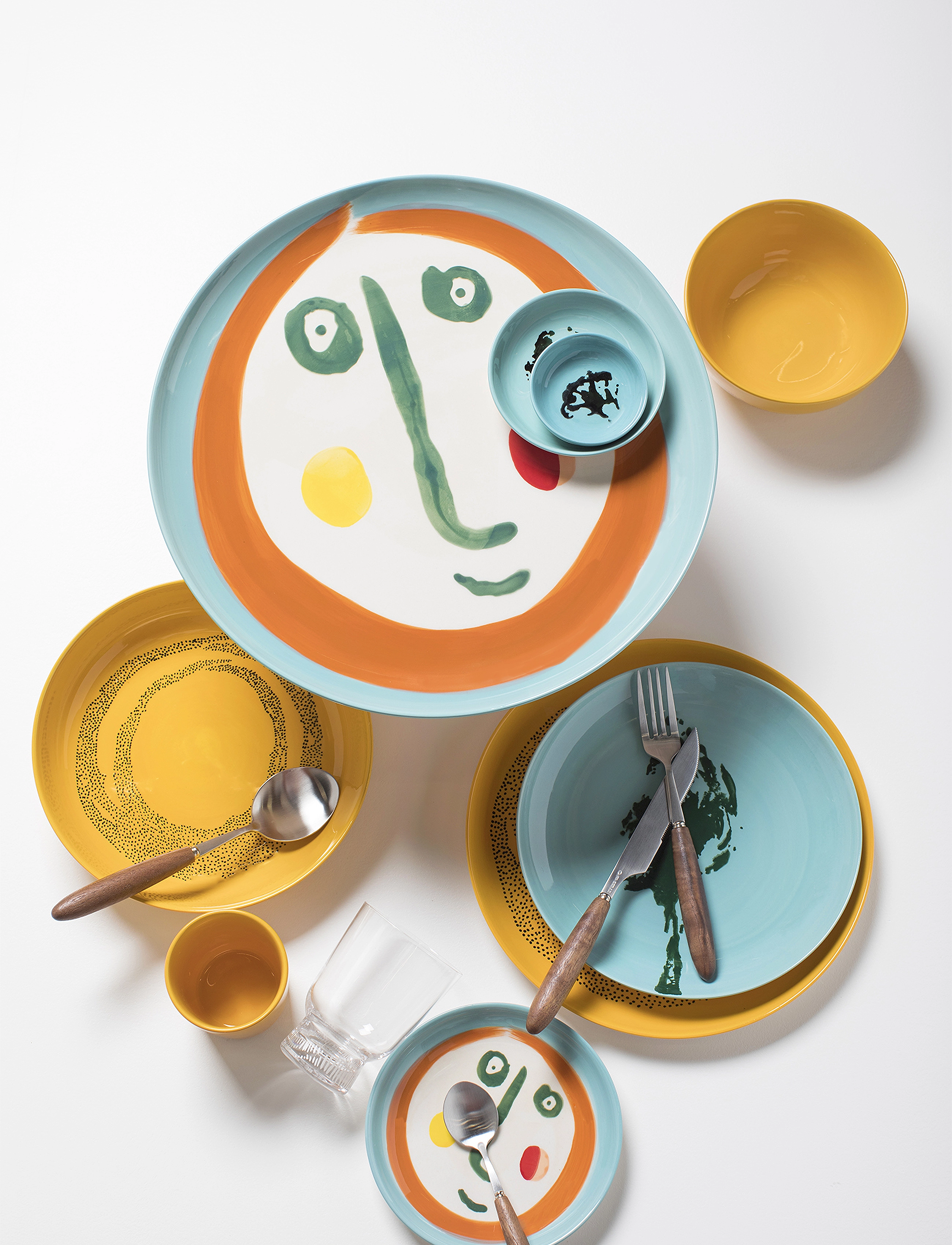 Serax Plate L Yellow-Dots Black Feast By Ottolenghi Set/2, Ø 26.5 cm, Plates, Gelb - Dinner Homeware