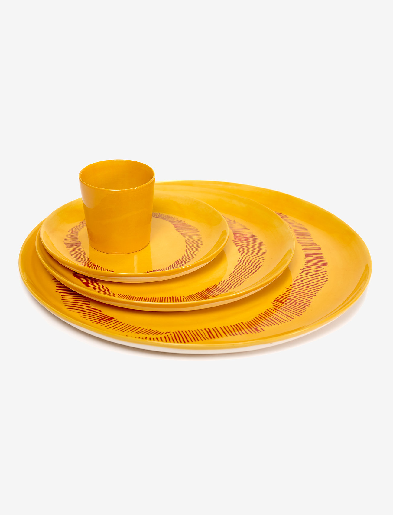 Serax - SERVING PLATE YELLOW STRIPES RED FEAST - servierplatten - yellow - 2