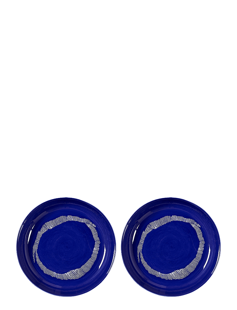 Serax - PLATE HIGH DARK BLUE-STRIPES WHITE FEAST BY OTTOLENGHI SET/2 - tiefe teller - blue - 1