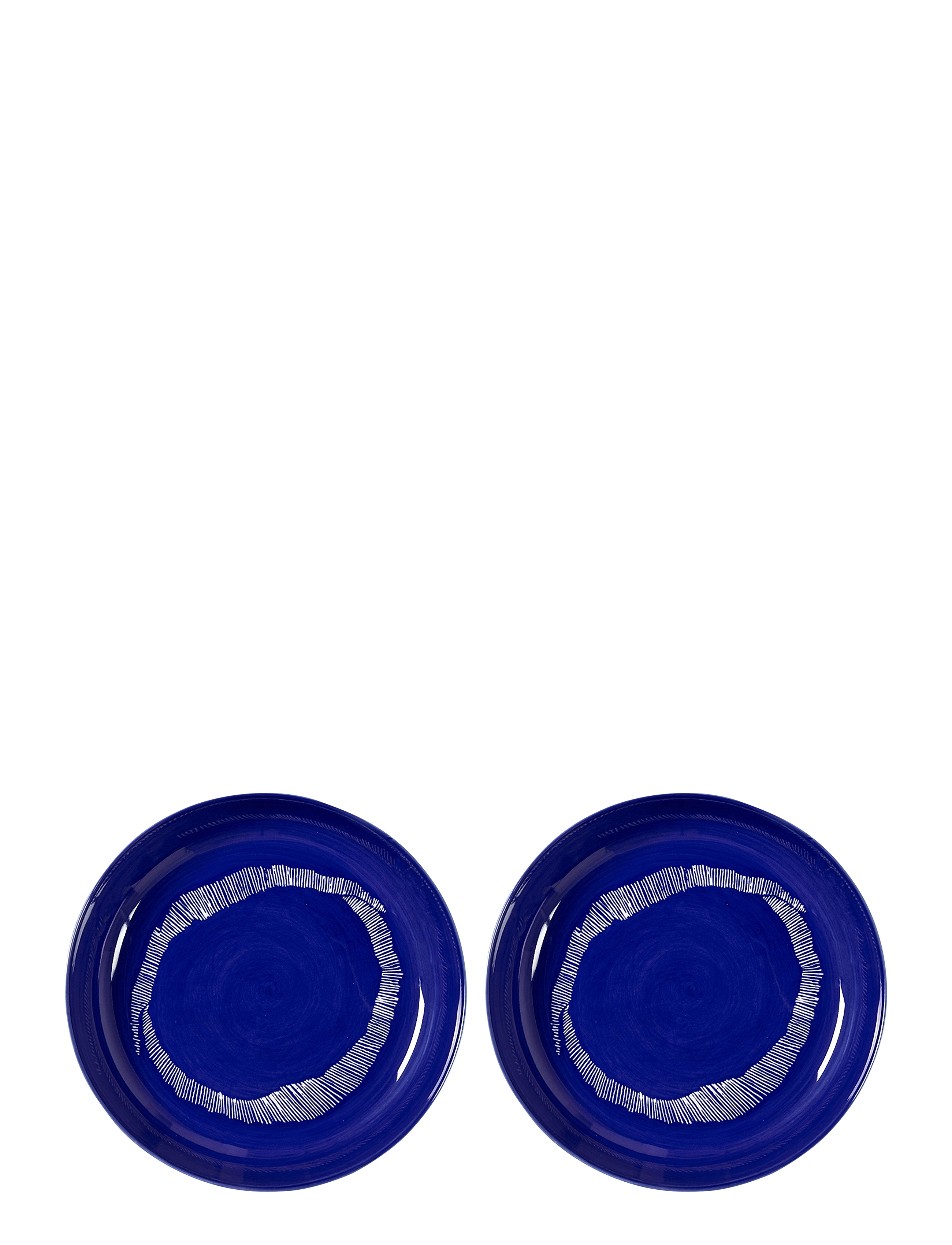 Serax - PLATE HIGH DARK BLUE-STRIPES WHITE FEAST BY OTTOLENGHI SET/2 - syvät lautaset - blue - 1