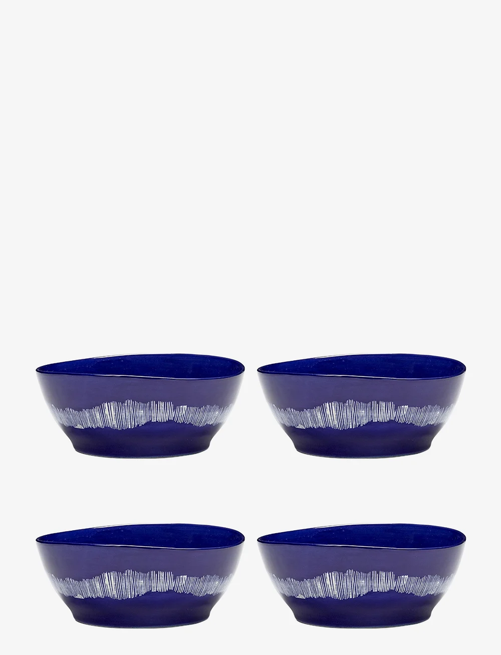 Serax - BOWL L DARK BLUE-STRIPES WHITE FEAST BY OTTOLENGHI SET/4 - versla eftir verði - blue - 0