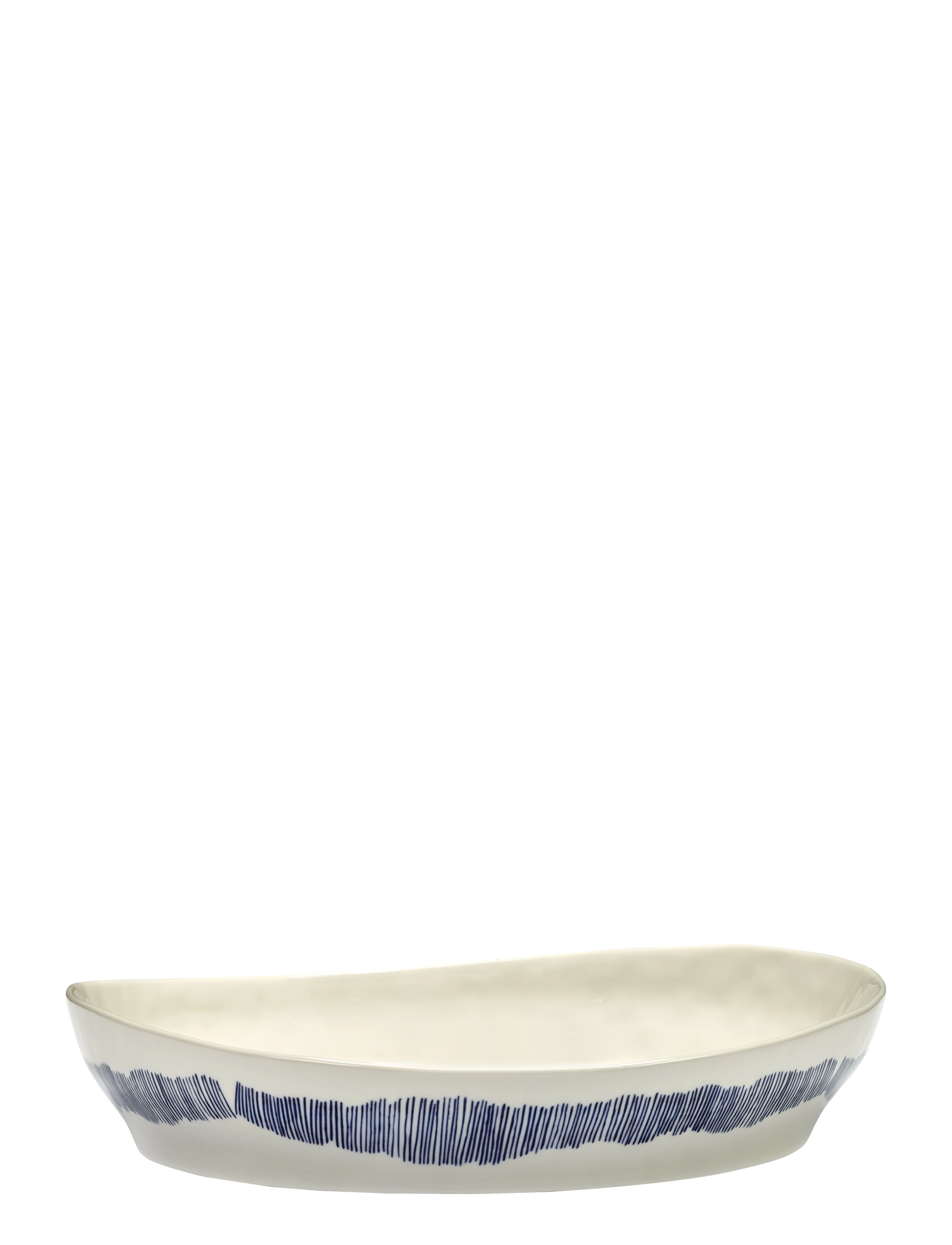 Serax Serving Bowl S White Stripes Blue Feast, Serving Skål, Hvid, Str: S