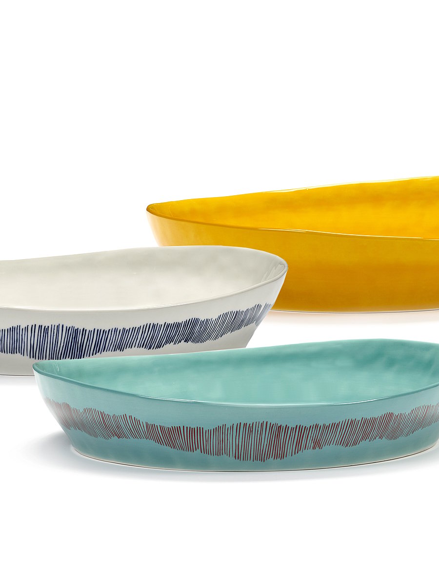 Serax - SERVING BOWL S WHITE STRIPES BLUE FEAST - servēšanas bļodas - white - 4