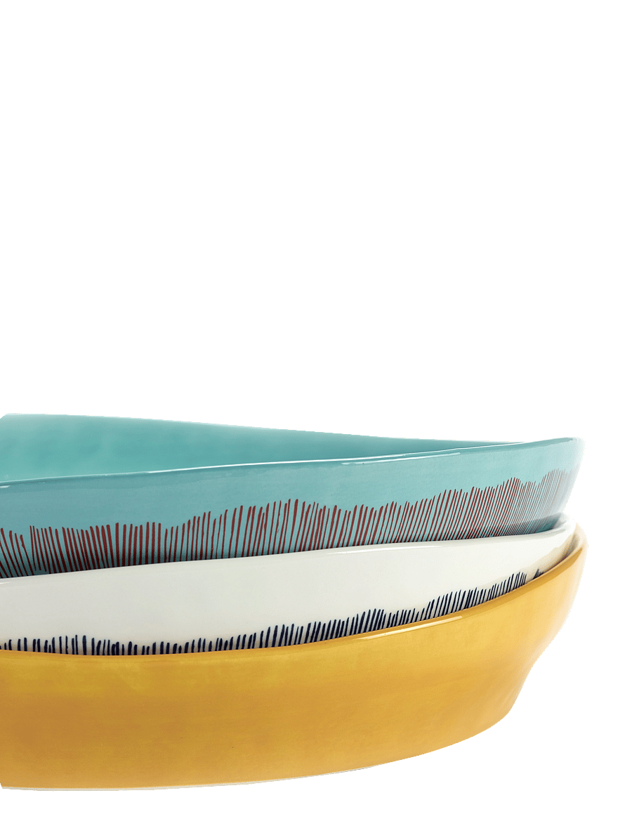 Serax - SERVING BOWL S WHITE STRIPES BLUE FEAST - servēšanas bļodas - white - 3