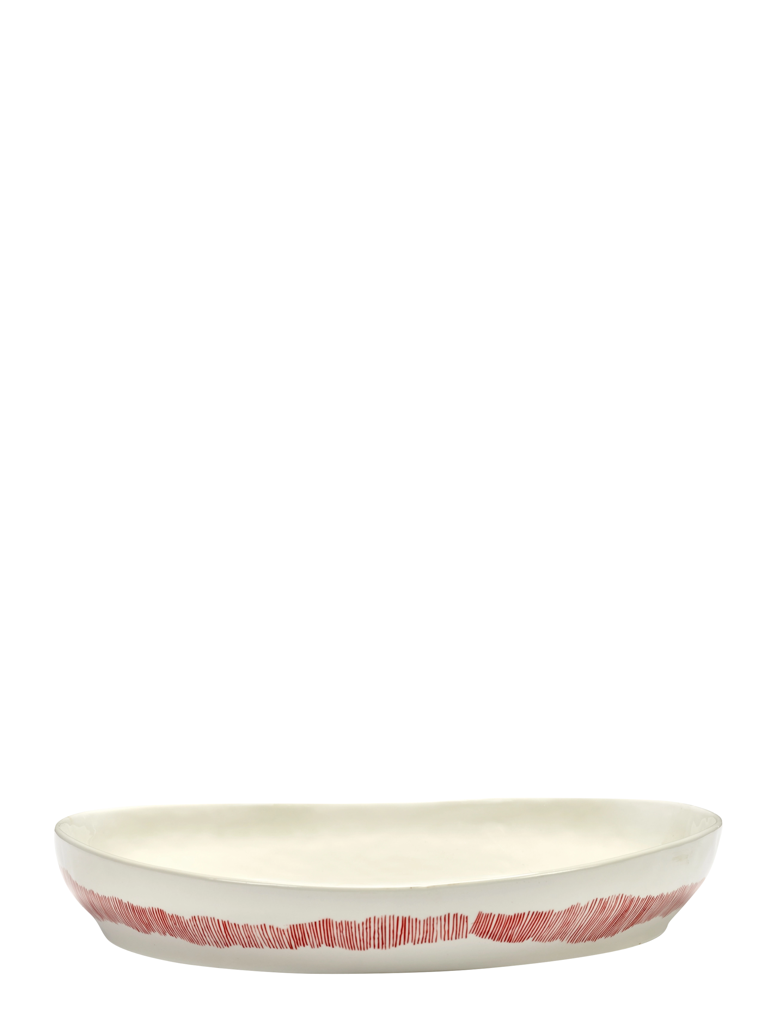 Serax Serving Bowl M White Stripes Red Feast, Serving Skål, Hvid, Str: M