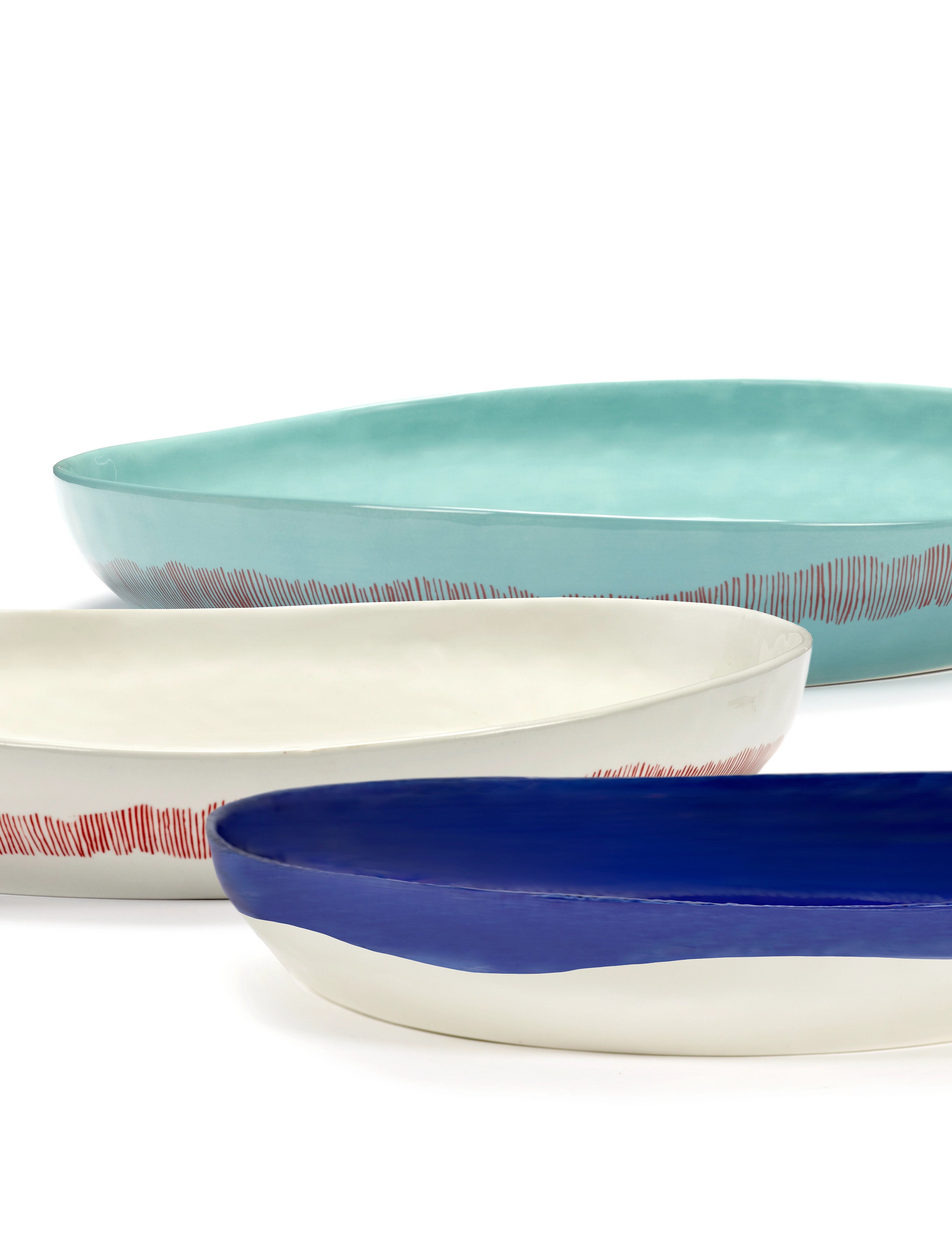 Serax - SERVING BOWL M WHITE STRIPES RED FEAST - servierschalen - white - 3
