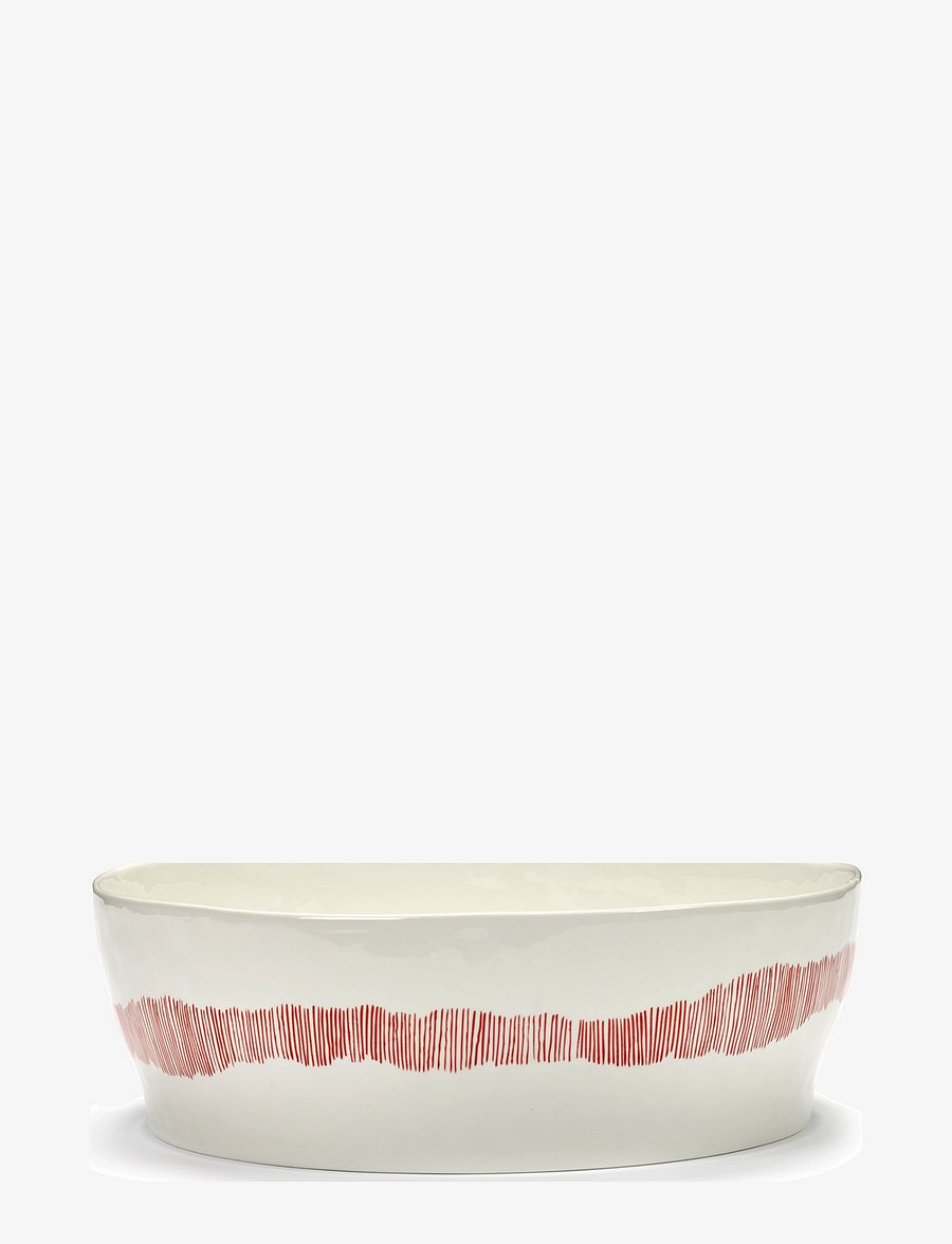 Serax - SALAD BOWL WHITE STRIPES RED FEAST - salotinės - white - 1