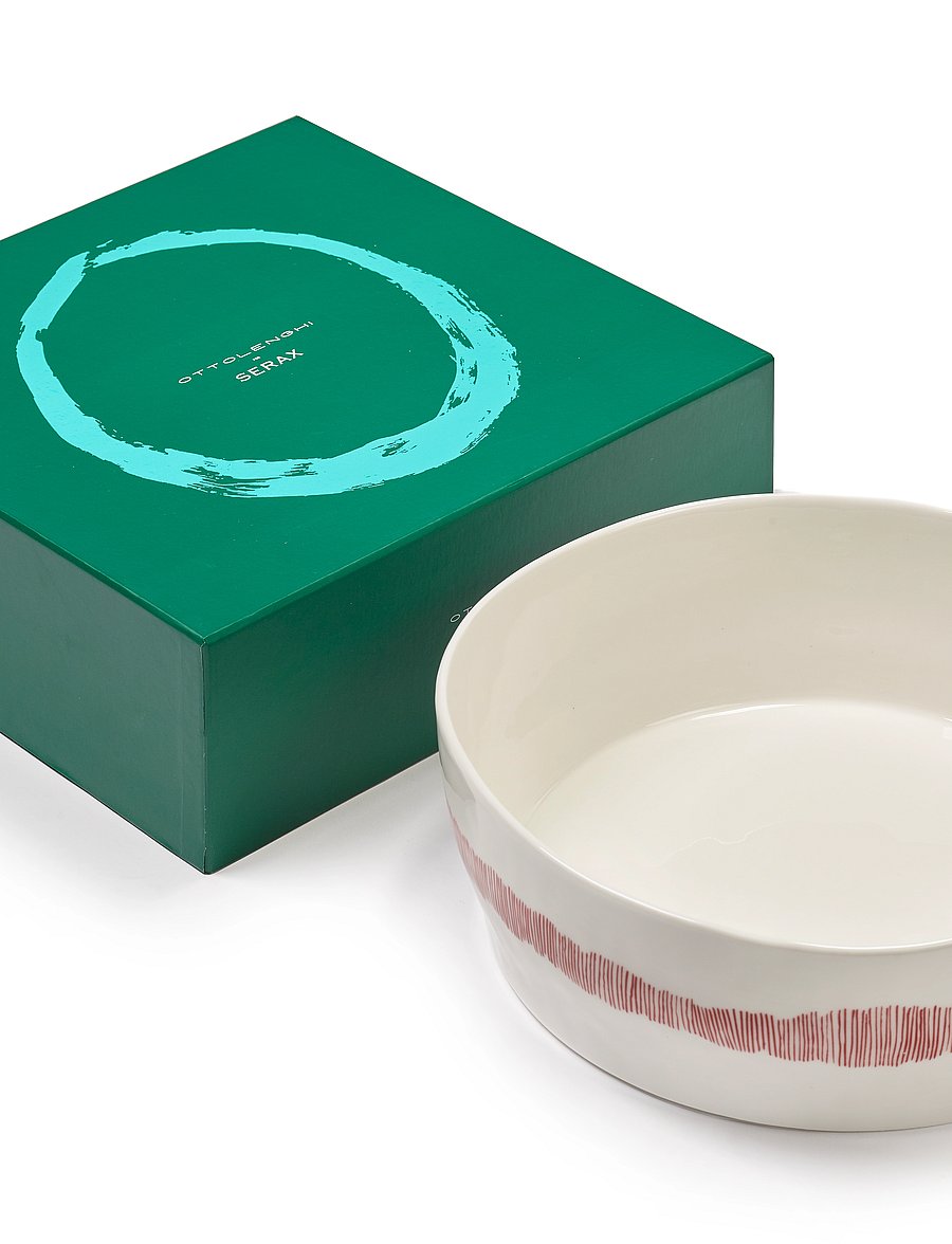 Serax - SALAD BOWL WHITE STRIPES RED FEAST - salotinės - white - 0