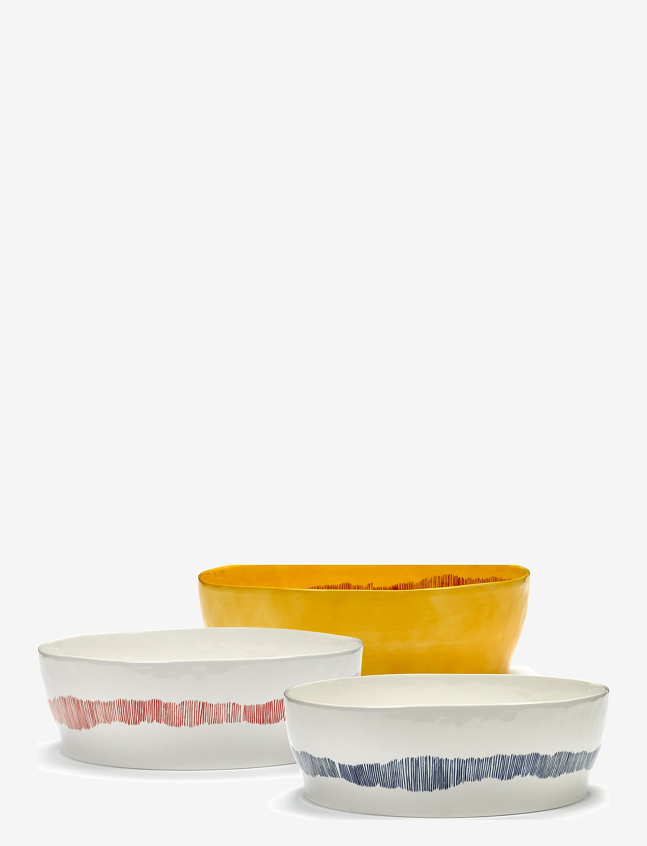 Serax - SALAD BOWL WHITE STRIPES RED FEAST - salatschüsseln - white - 5