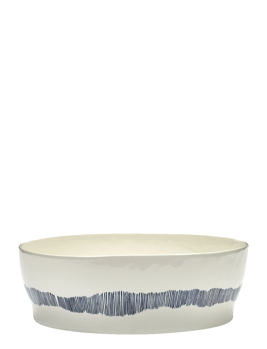 Serax - SALAD BOWL WHITE STRIPES BLUE FEAST - salatikausid - white - 0