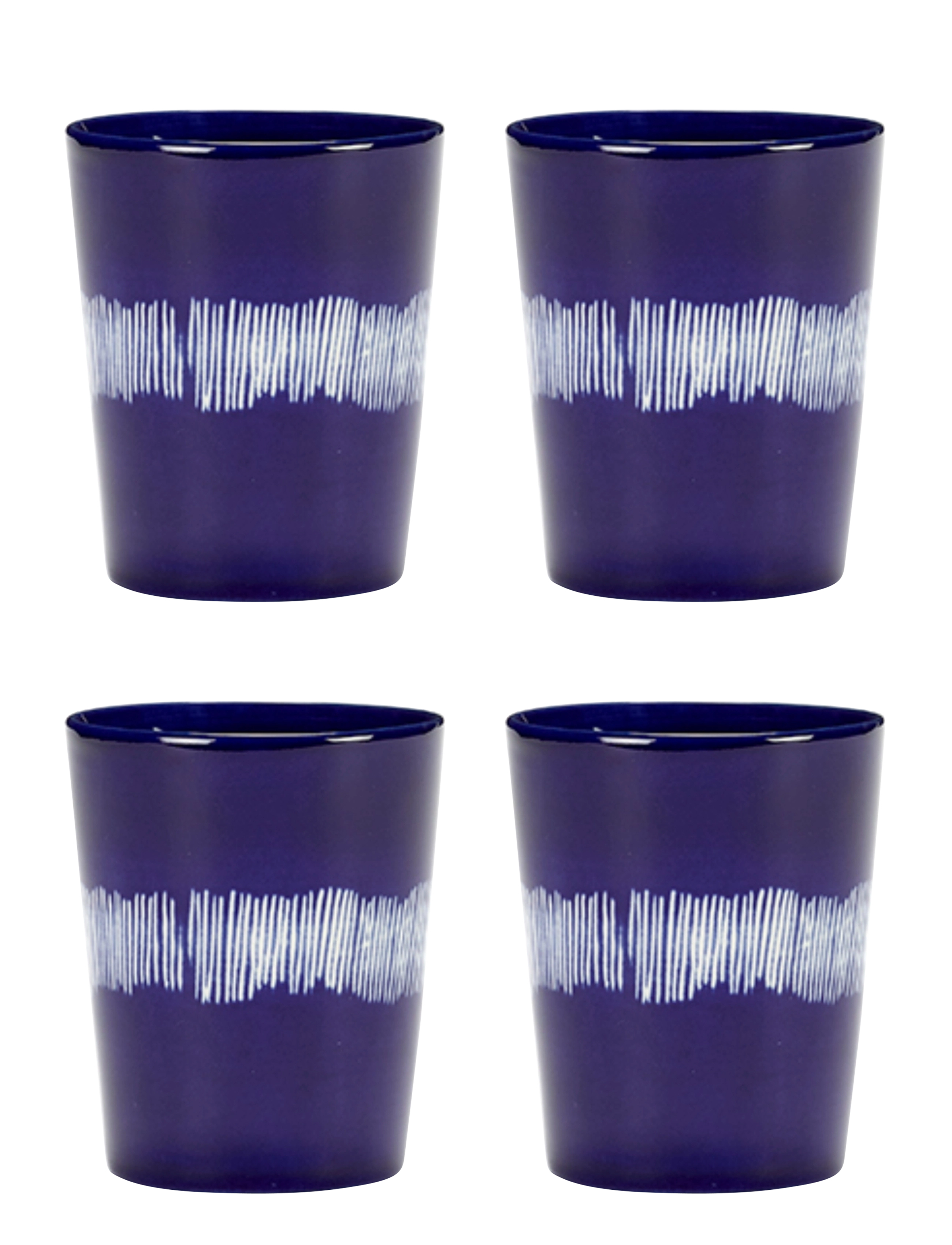 Serax Tea Cup 33Cl Dark Blue-White Feast By Ottolenghi Set/4, Tea Kop, Blå, Str: 33 CL