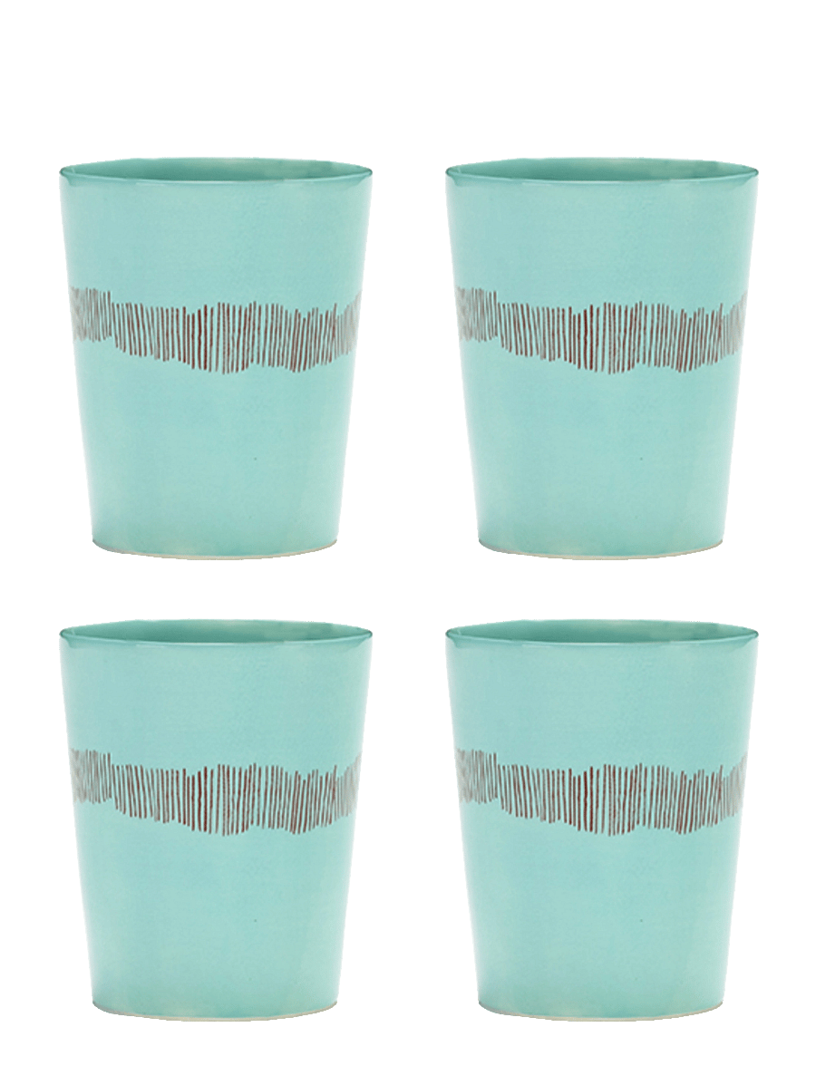 Serax - TEA CUP 33CL AZURE-STRIPES RED FEAST BY OTTOLENGHI SET/4 - teetassid - blue - 0