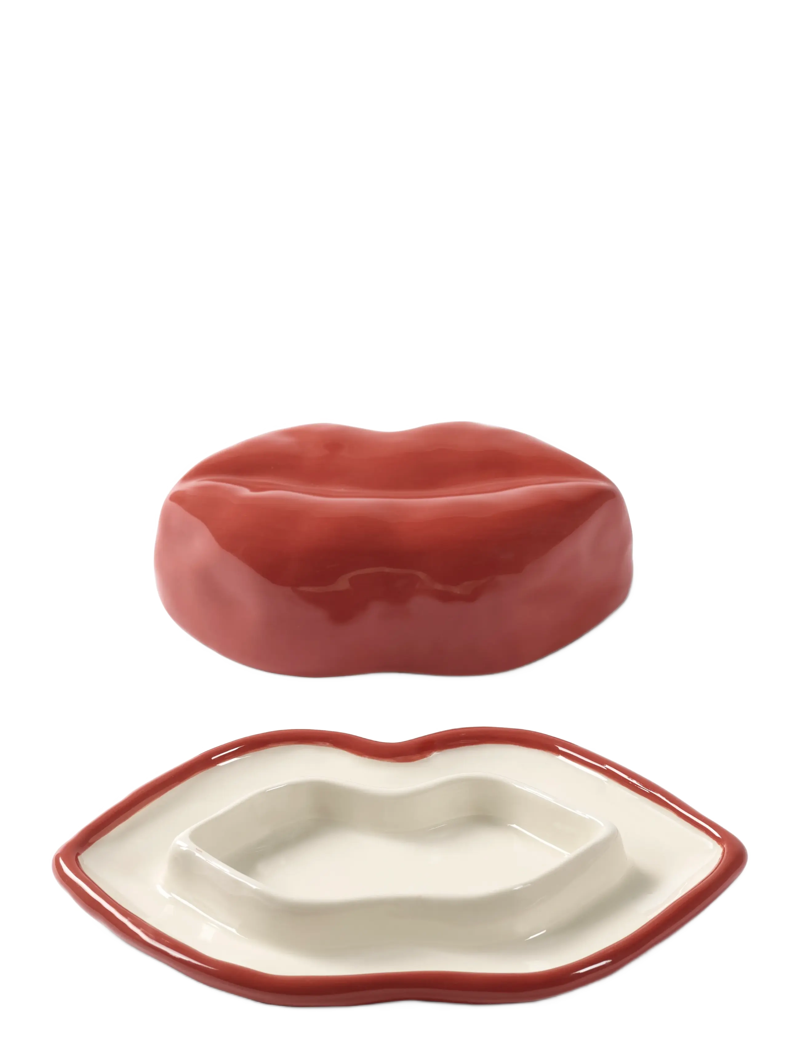 Serax - DISH WITH LID RED WHITE LIPS - bakkar - red - 1