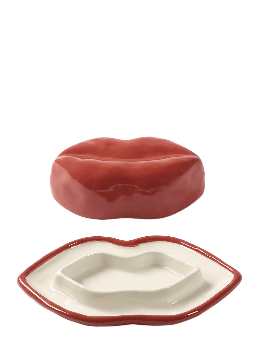 Serax - DISH WITH LID RED WHITE LIPS - plateaux - red - 1