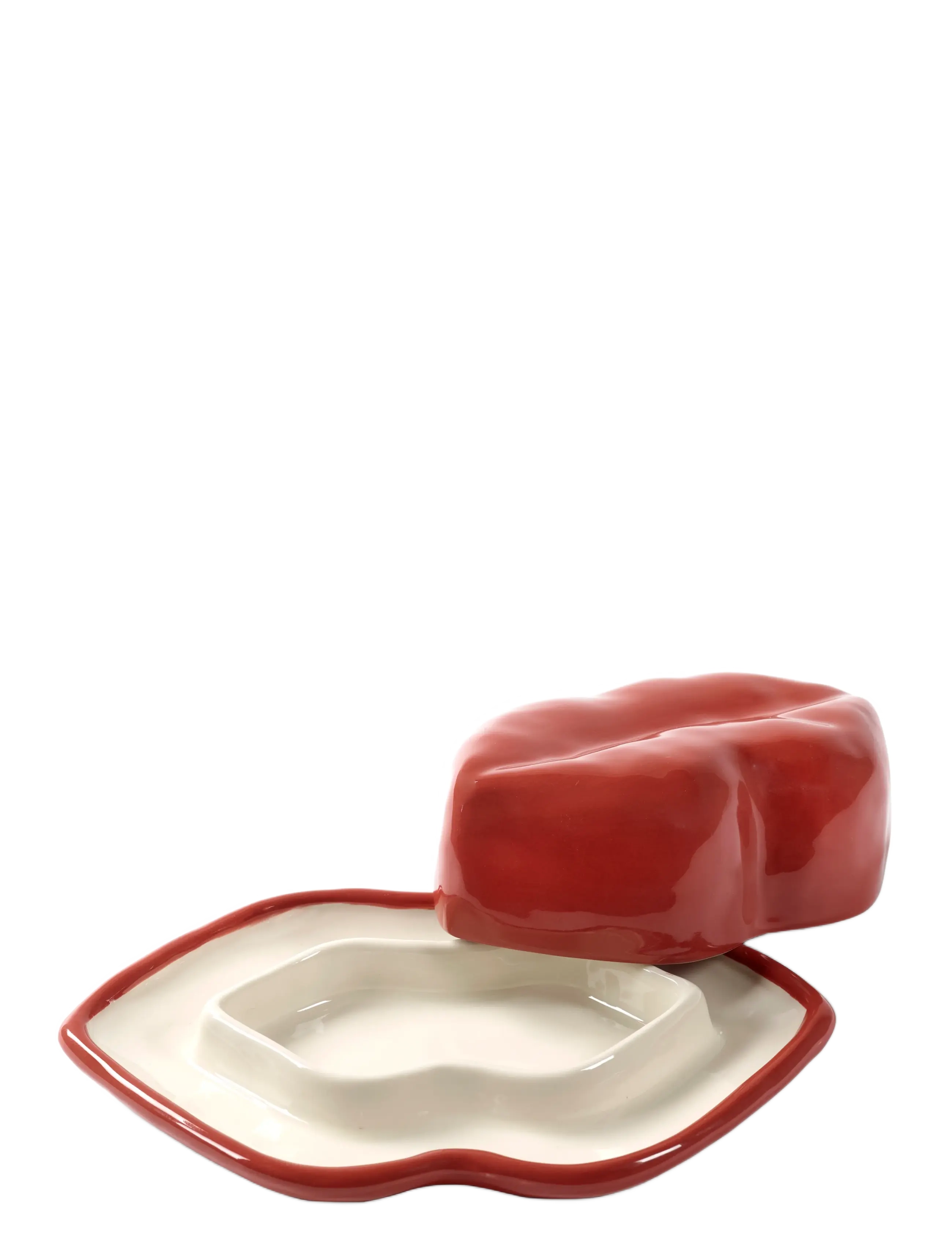 Serax - DISH WITH LID RED WHITE LIPS - bakkar - red - 2