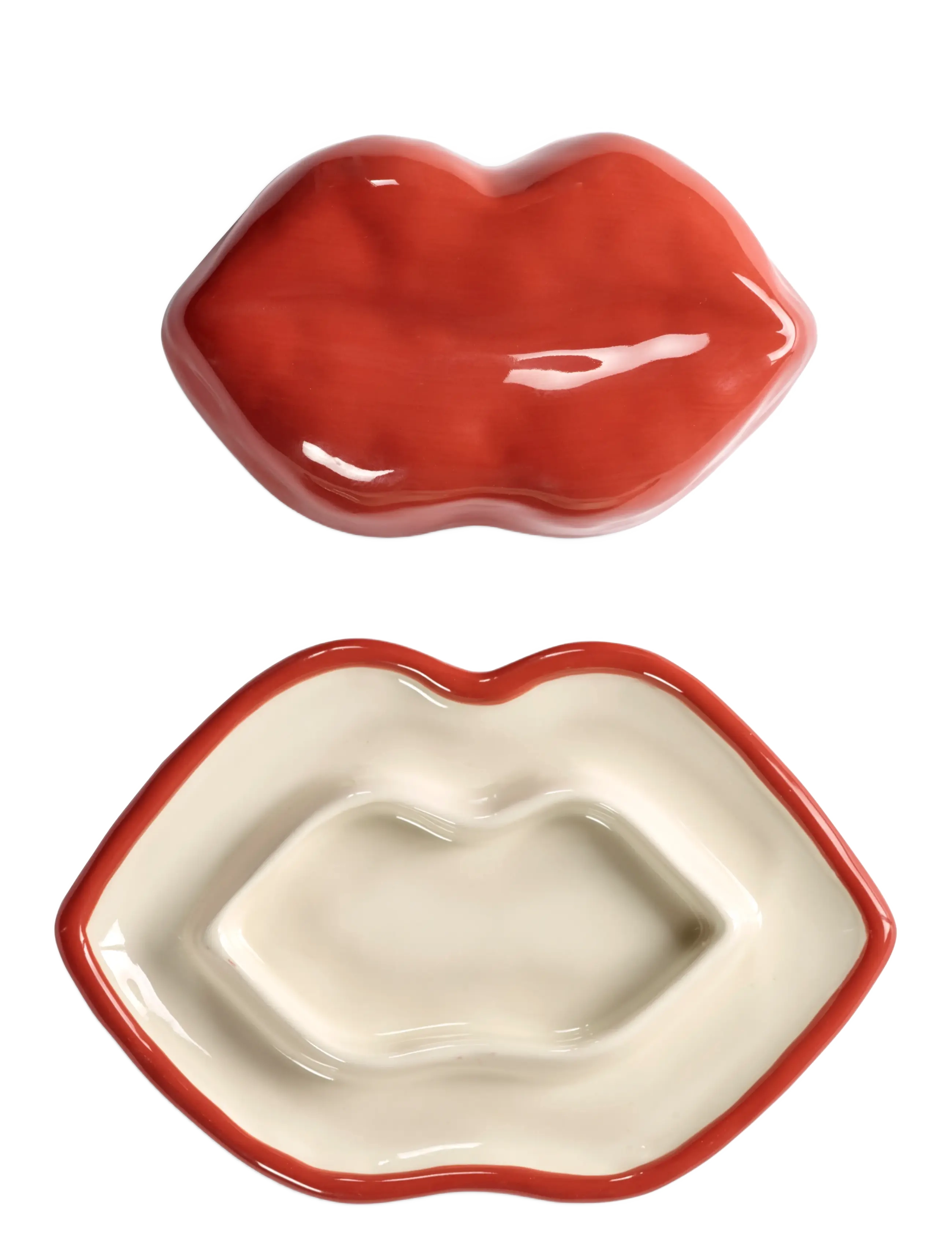 Serax - DISH WITH LID RED WHITE LIPS - bakkar - red - 4