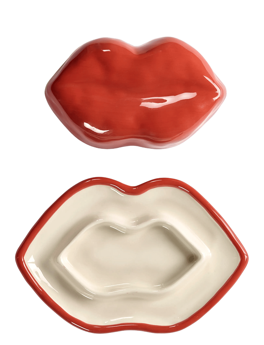 Serax - DISH WITH LID RED WHITE LIPS - plateaux - red - 4