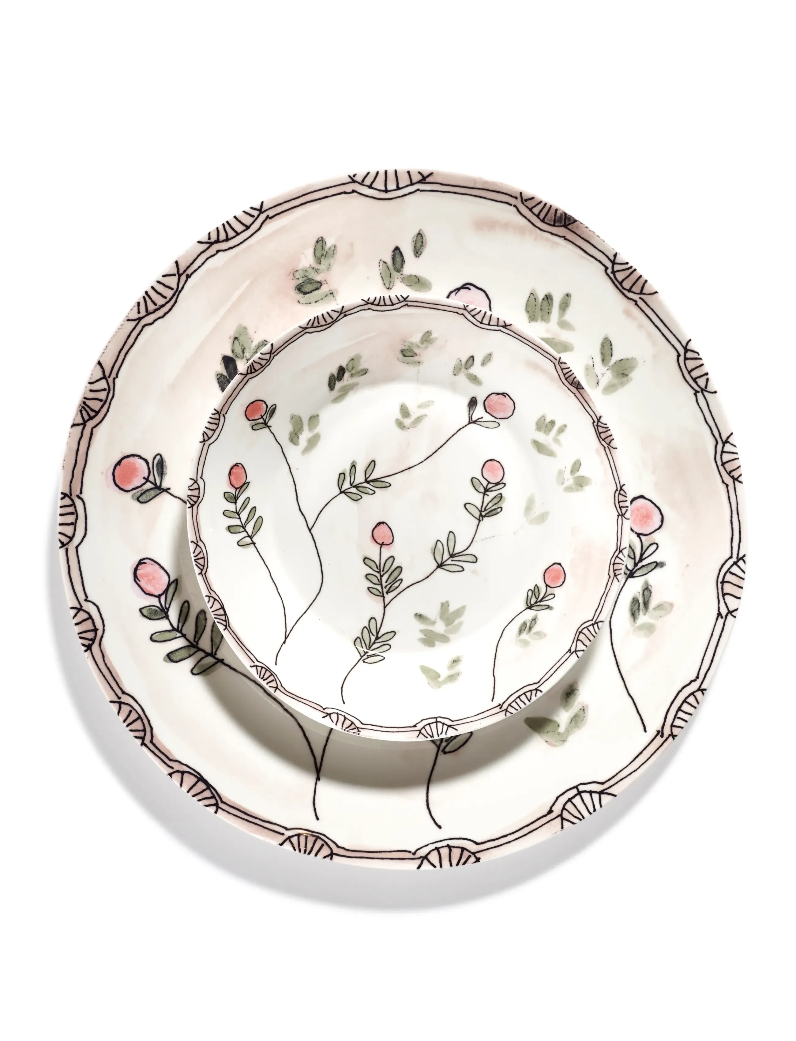 Serax Marni Midnight Flowers Serving Plate L D35Cm Anemone Milk, Ø 35 cm, Dishes, Creme - Platters, Homeware