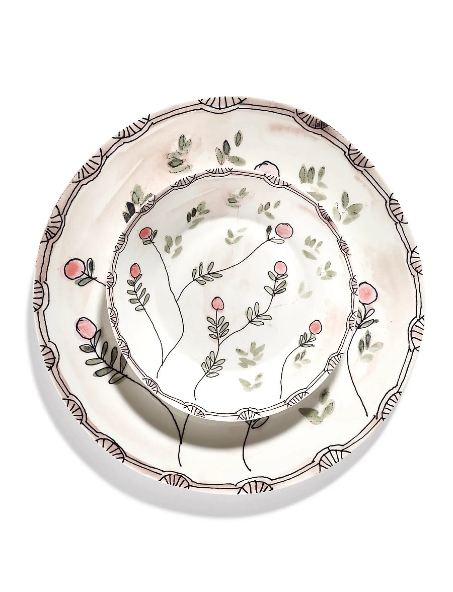 Serax - Serax Marni Midnight Flowers Serving Plate L D35cm Anemone milk - vaagnad ja roogade serveerimisalused - pink green - 0