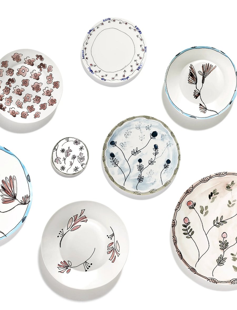 Serax - Serax Marni Midnight Flowers Serving Plate L D35cm Anemone milk - vaagnad ja roogade serveerimisalused - pink green - 4