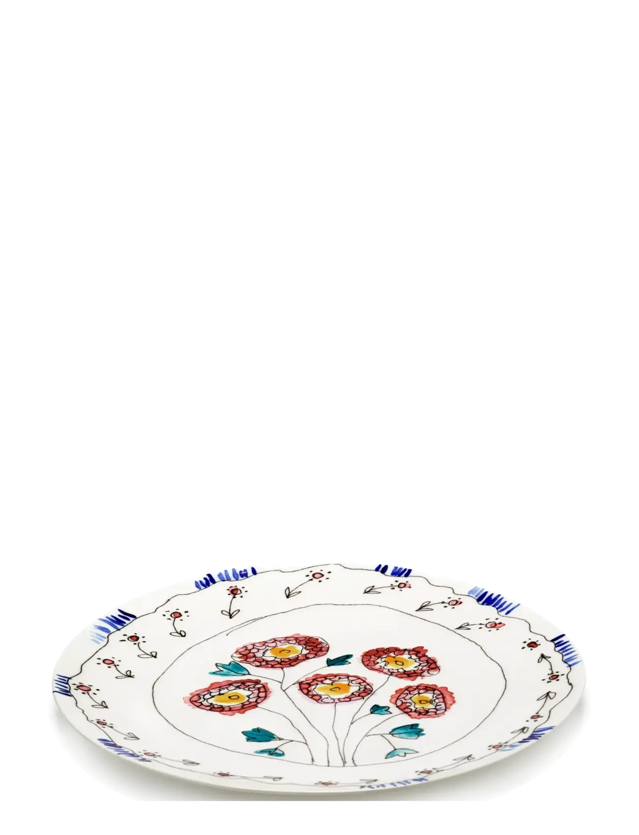 Serax Serax Marni Midnight Flowers Serving Plate L D35cm Anemone Milk, Ø 35 cm, Multi/patterned, Serveringsfade > Serveringsfade, Unisex