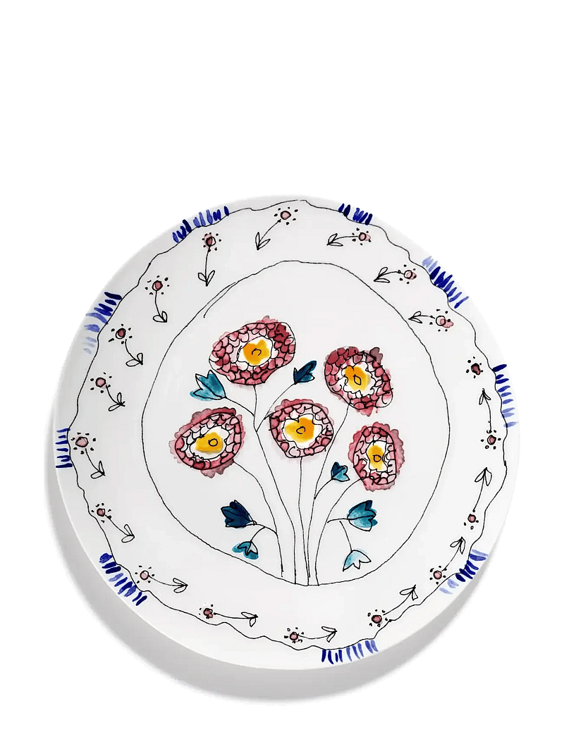Serax - Serax Marni Midnight Flowers Serving Plate L D35cm Mirtillo nude - vaagnad ja roogade serveerimisalused - red blue - 1