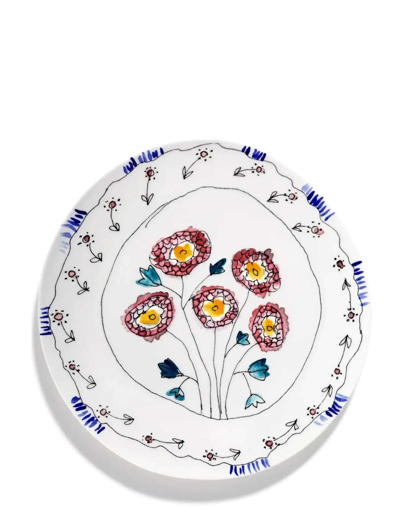 Serax - Serax Marni Midnight Flowers Serving Plate L D35cm Mirtillo nude - serverings- & anretningsfade - red blue - 1