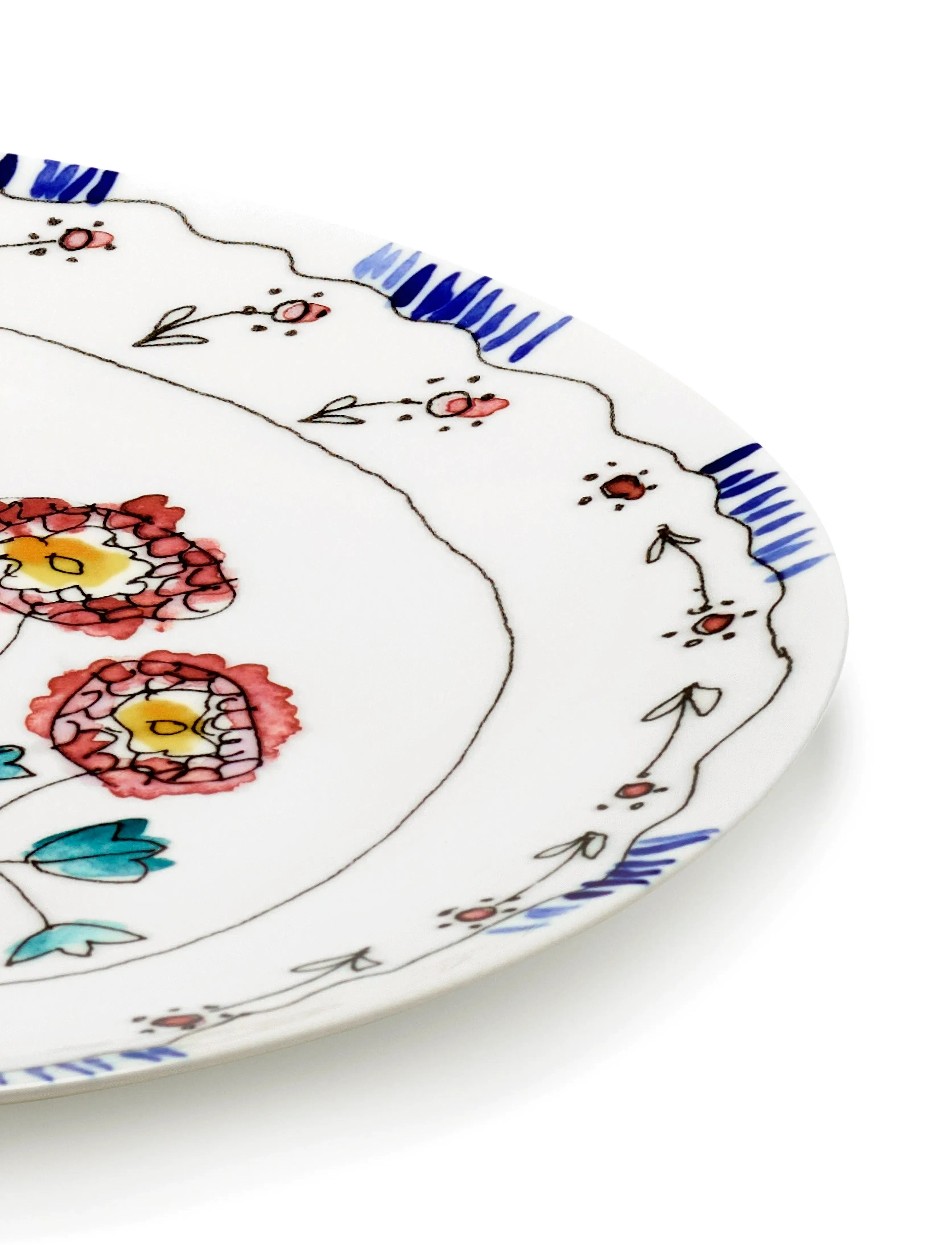 Serax - Serax Marni Midnight Flowers Serving Plate L D35cm Mirtillo nude - serverings- & anretningsfade - red blue - 3