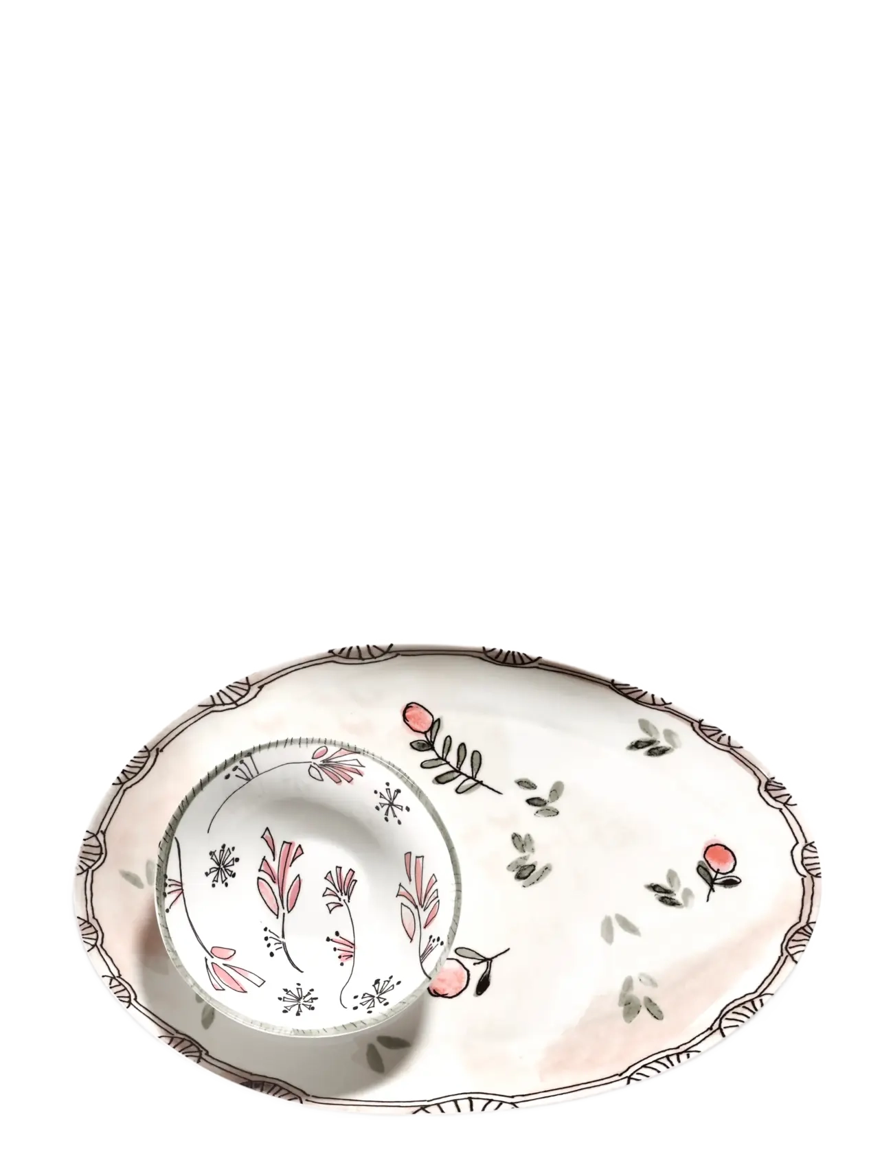 Serax - Serax Marni Midnight Flowers Oval Plate °2 S Mirtillo nude - servierplatten - pink green - 2