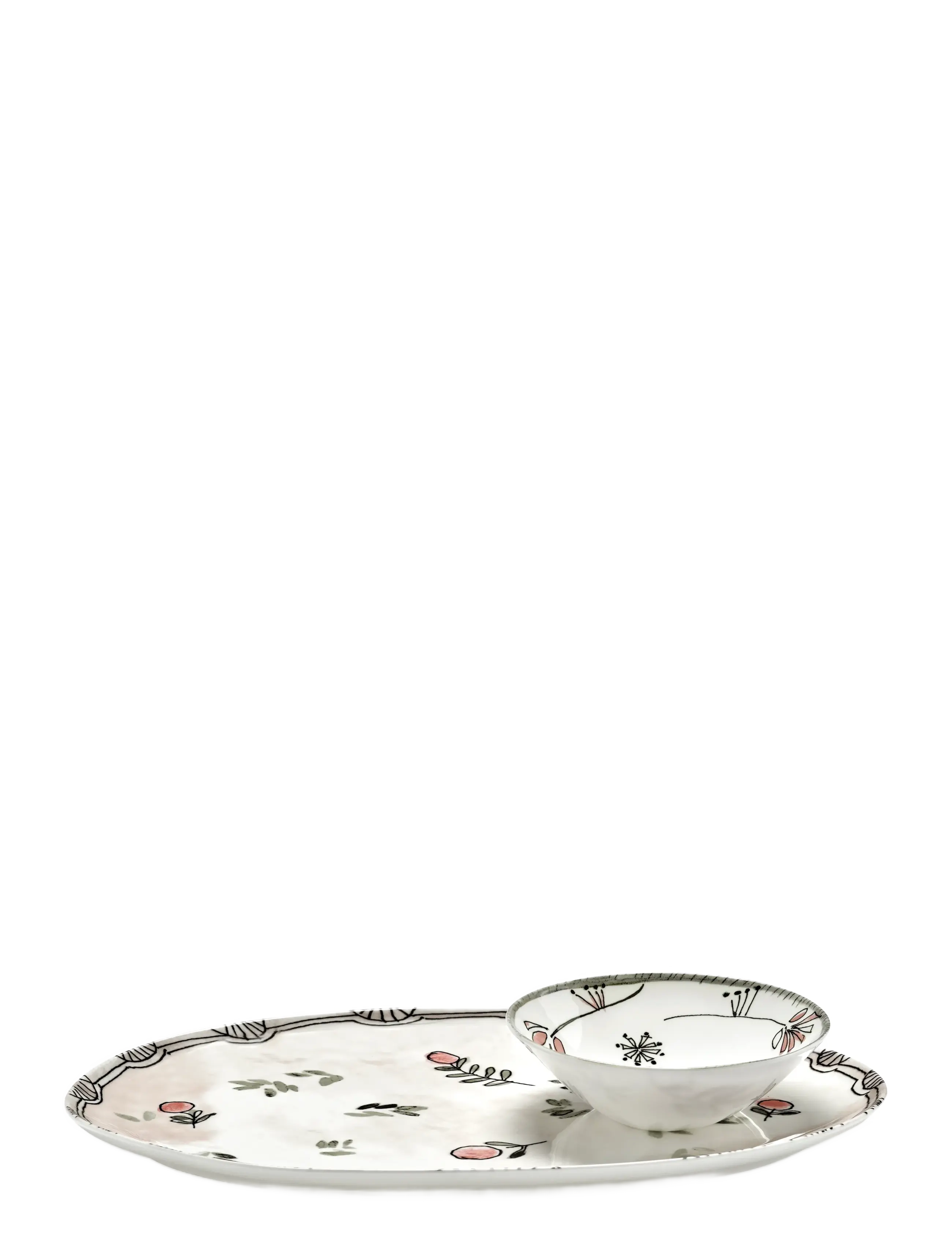 Serax - Serax Marni Midnight Flowers Oval Plate °2 S Mirtillo nude - servierplatten - pink green - 5