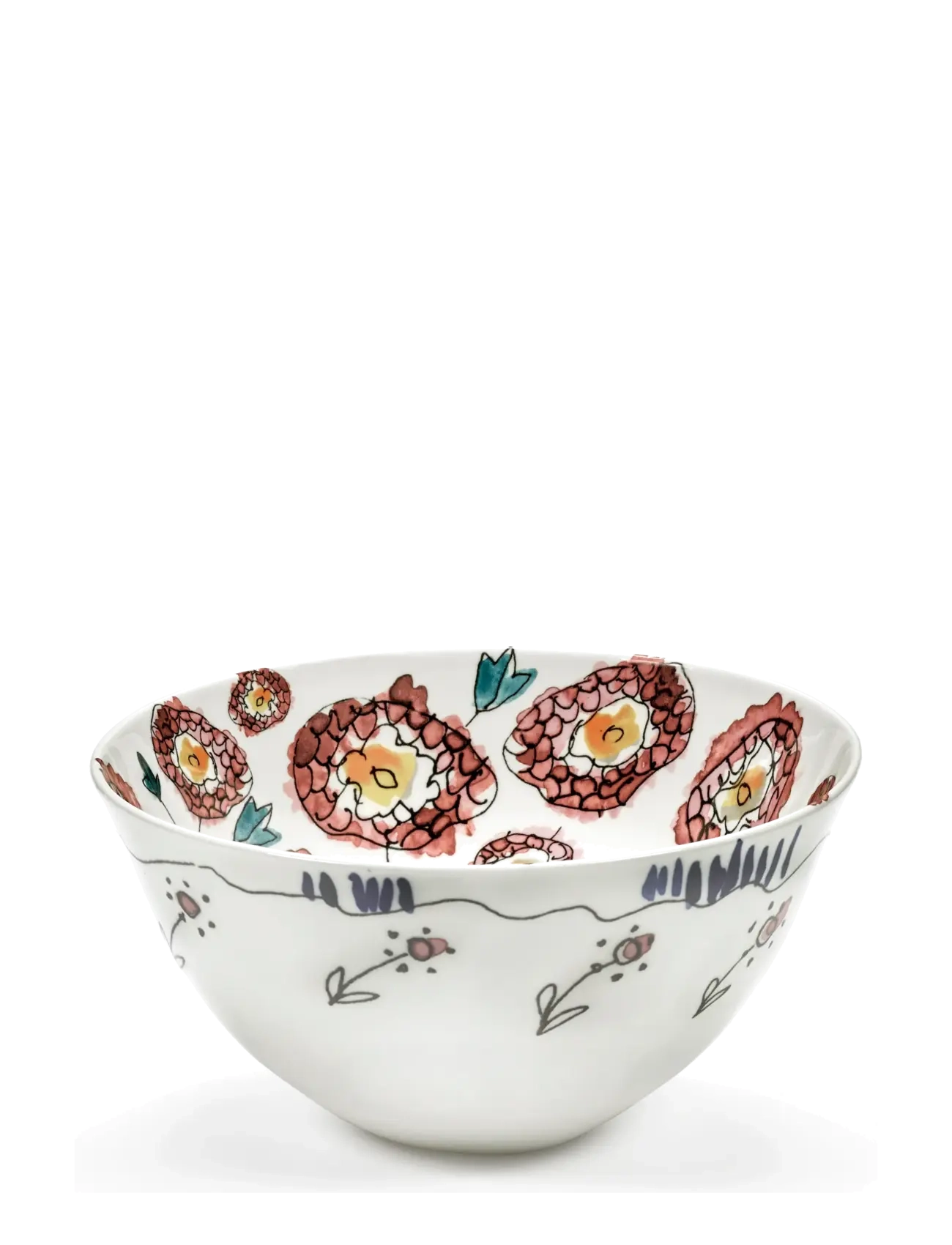 Serax Marni Midnight Flowers Serving Bowl M D22Cm Anemone Milk, Serving Skål, Hvid, Str: Ø 22 CM