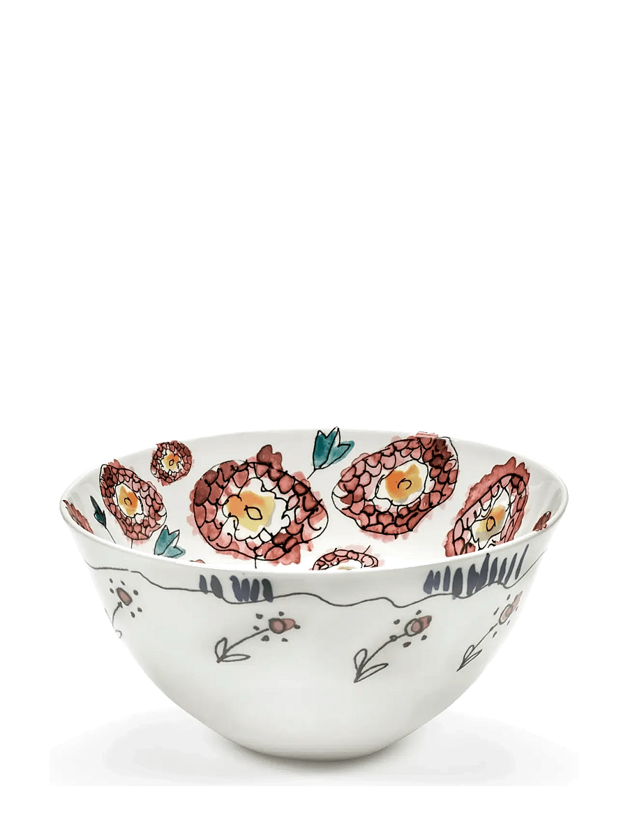 Serax - Serax Marni Midnight Flowers Serving Bowl M D22cm Anemone milk - serveerimisnõud - red blue - 1