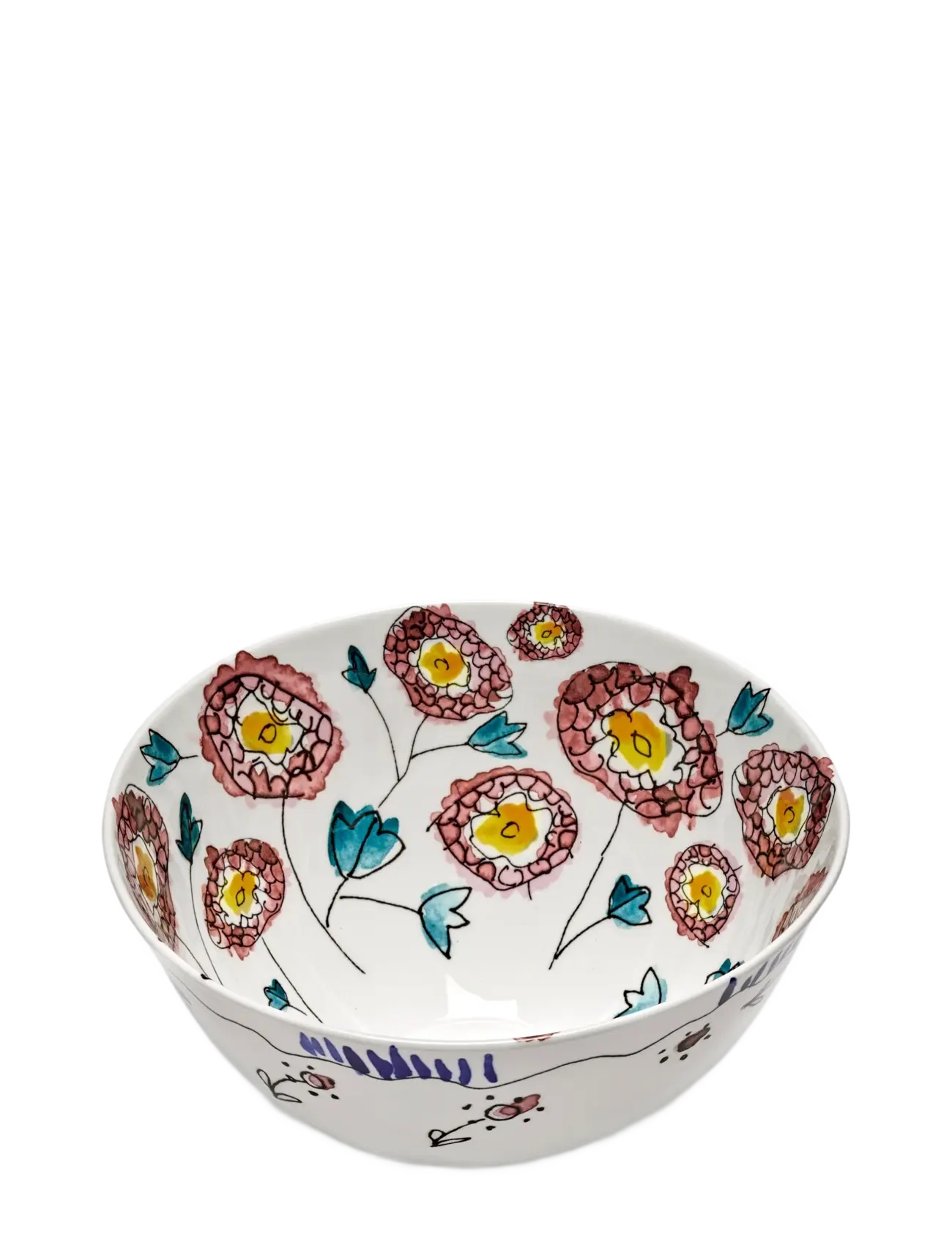 Serax - Serax Marni Midnight Flowers Serving Bowl M D22cm Anemone milk - servierschalen - red blue - 2