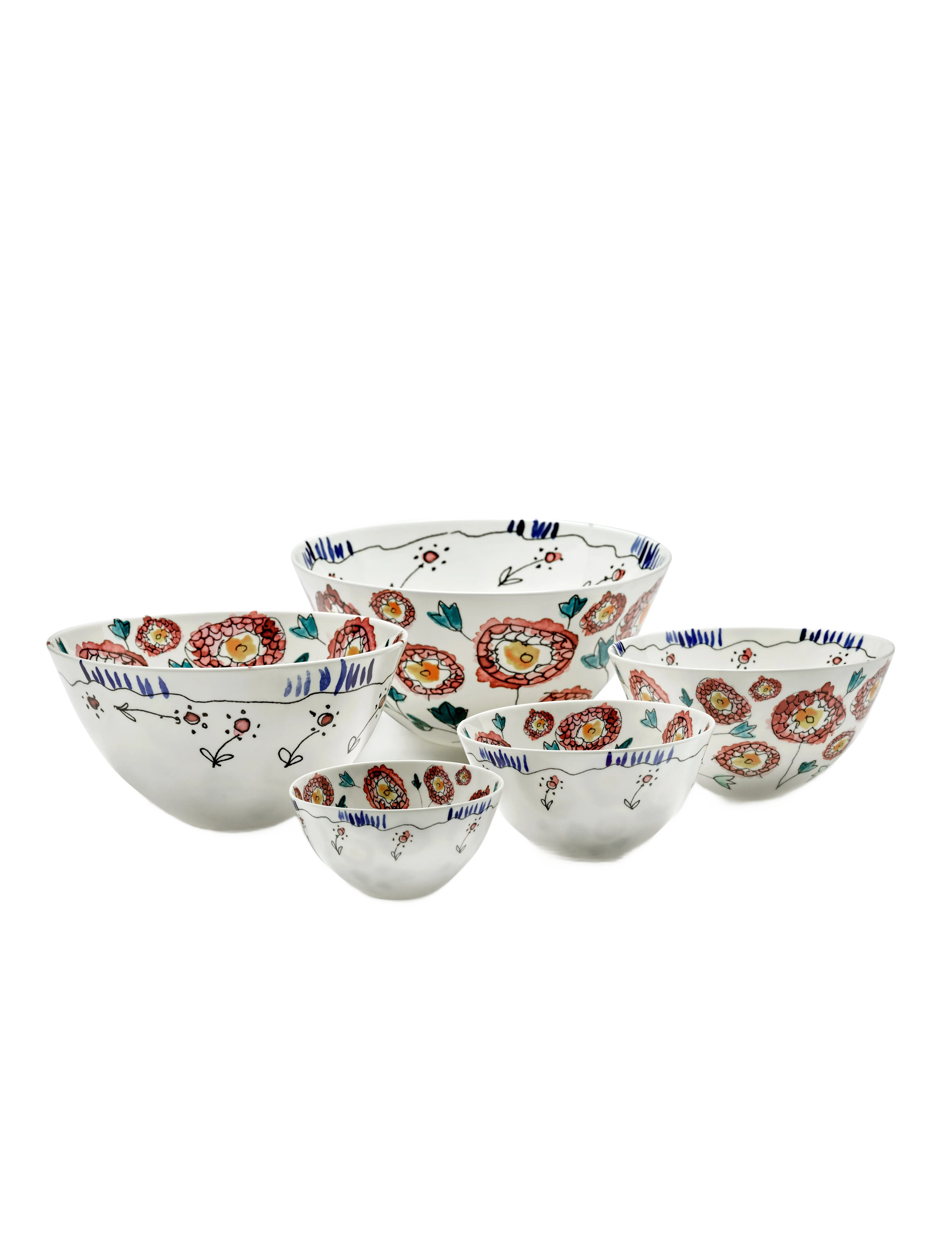 Serax Marni Midnight Flowers Serving Bowl M D22Cm Anemone Milk, Ø 22 cm, Bowls & Dishes, Weiß - Bowls, Homeware