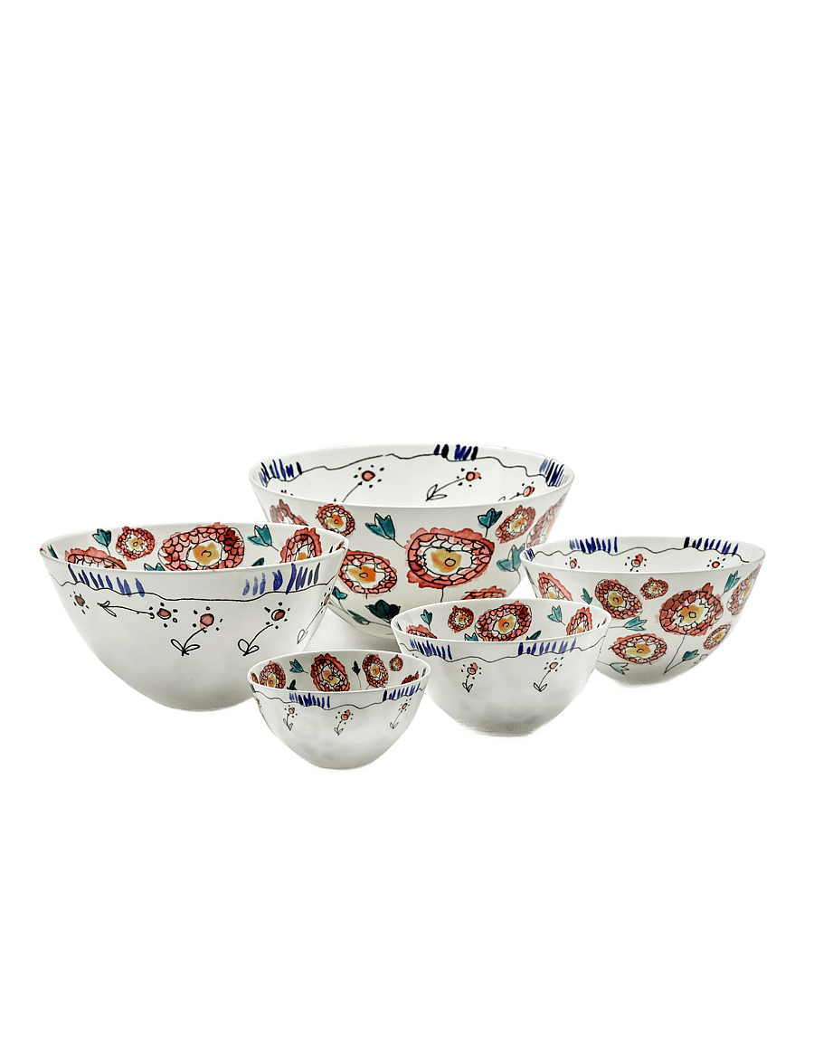 Serax - Serax Marni Midnight Flowers Serving Bowl M D22cm Anemone milk - serveerimisnõud - red blue - 0