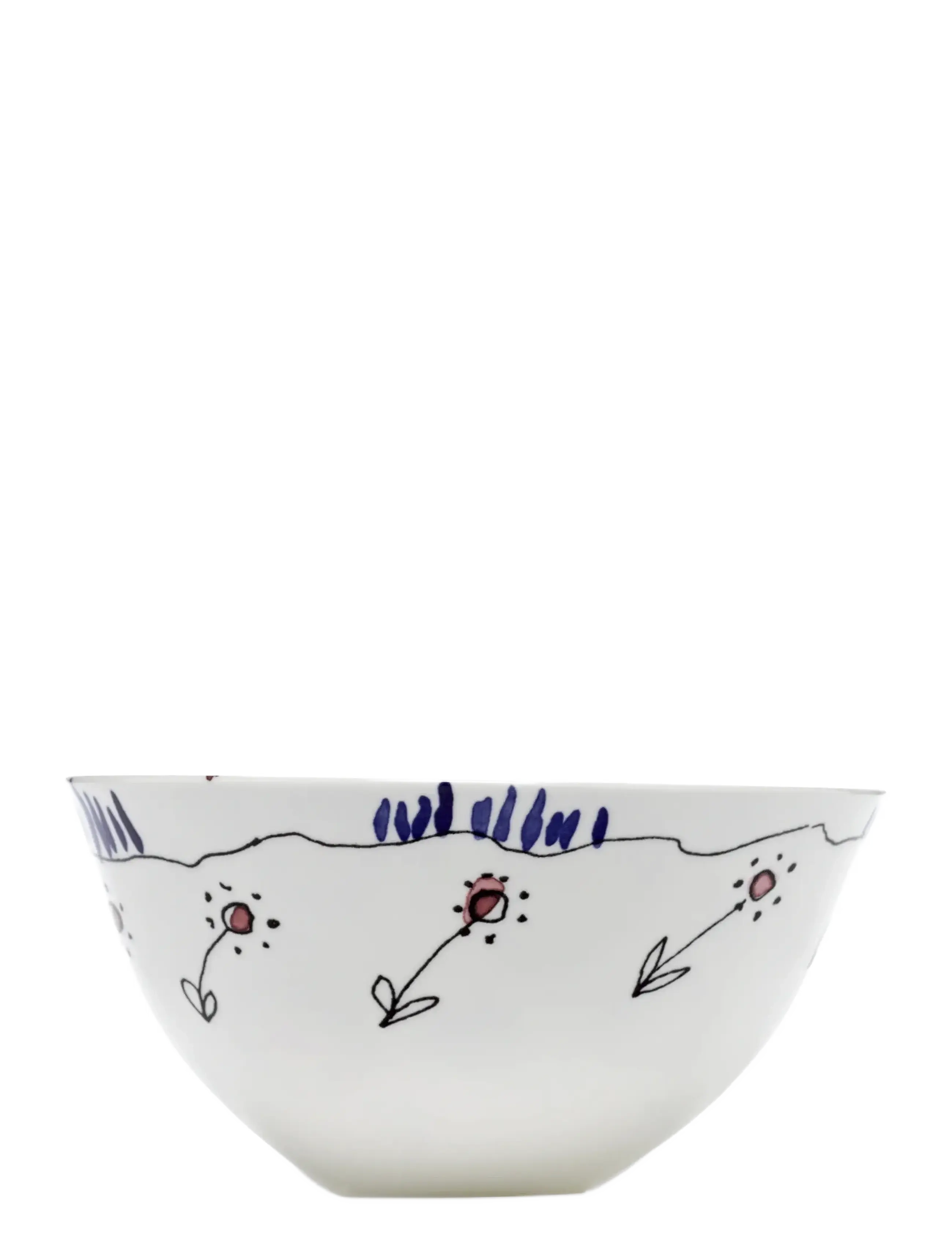 Serax - Serax Marni Midnight Flowers Serving Bowl M D22cm Anemone milk - servierschalen - red blue - 3