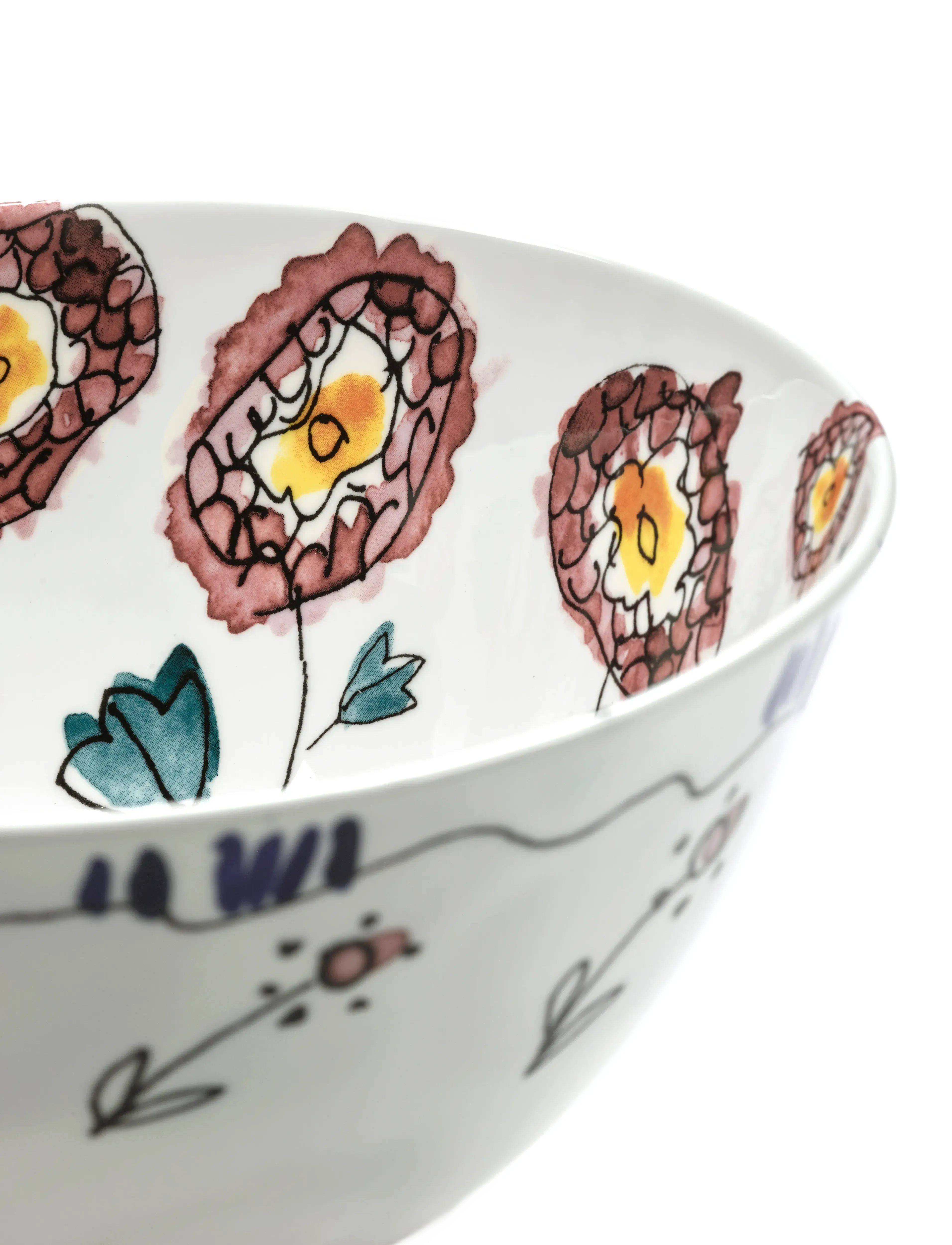 Serax - Serax Marni Midnight Flowers Serving Bowl M D22cm Anemone milk - servierschalen - red blue - 4