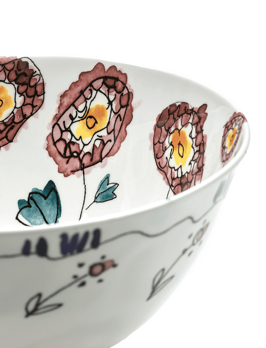 Serax - Serax Marni Midnight Flowers Serving Bowl M D22cm Anemone milk - serveerimisnõud - red blue - 4